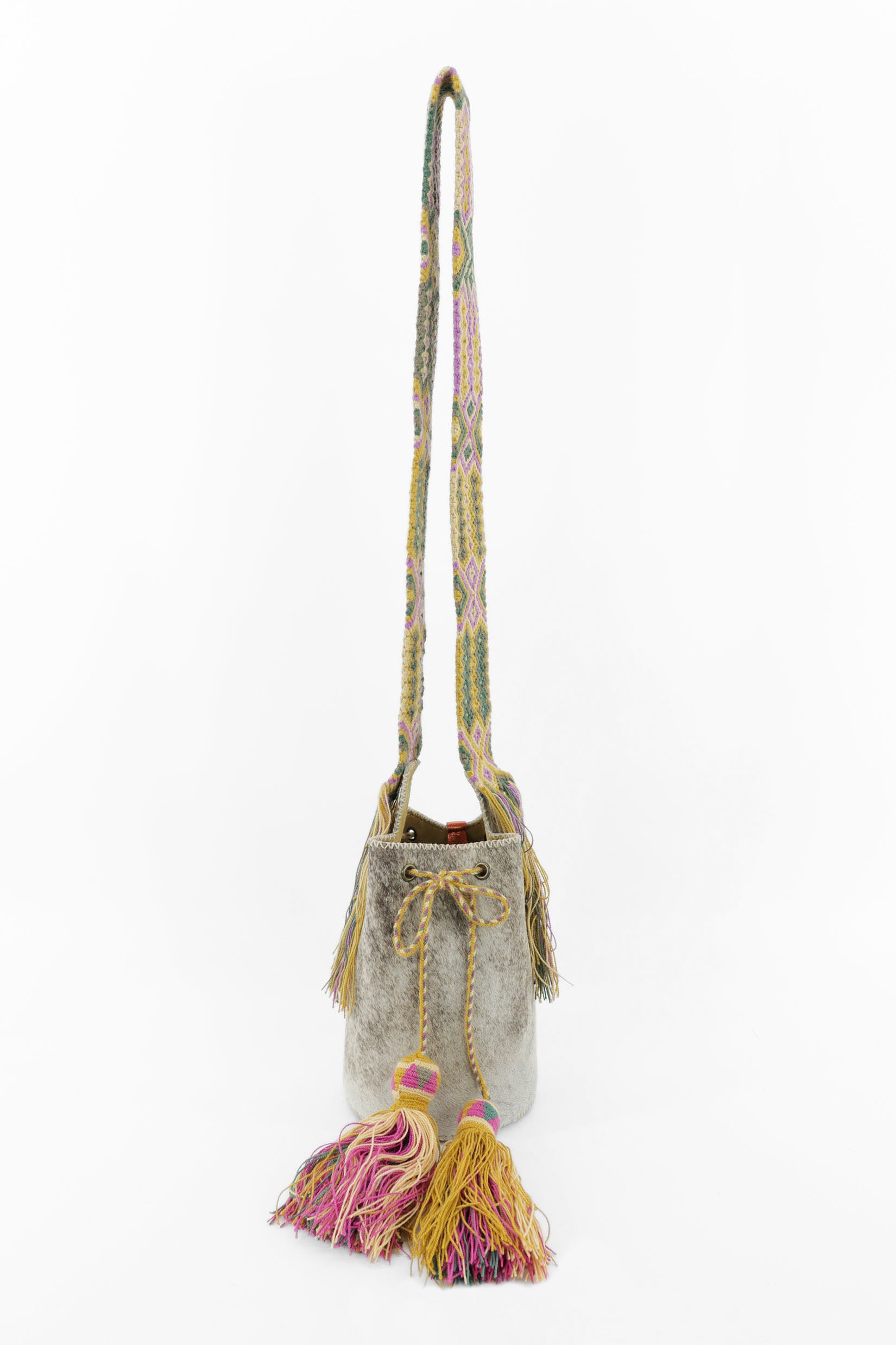 APÜNÜ BUCKET BAG SMALL FURRY / TAUPE&WH - LIGHT MUSTARD #130007