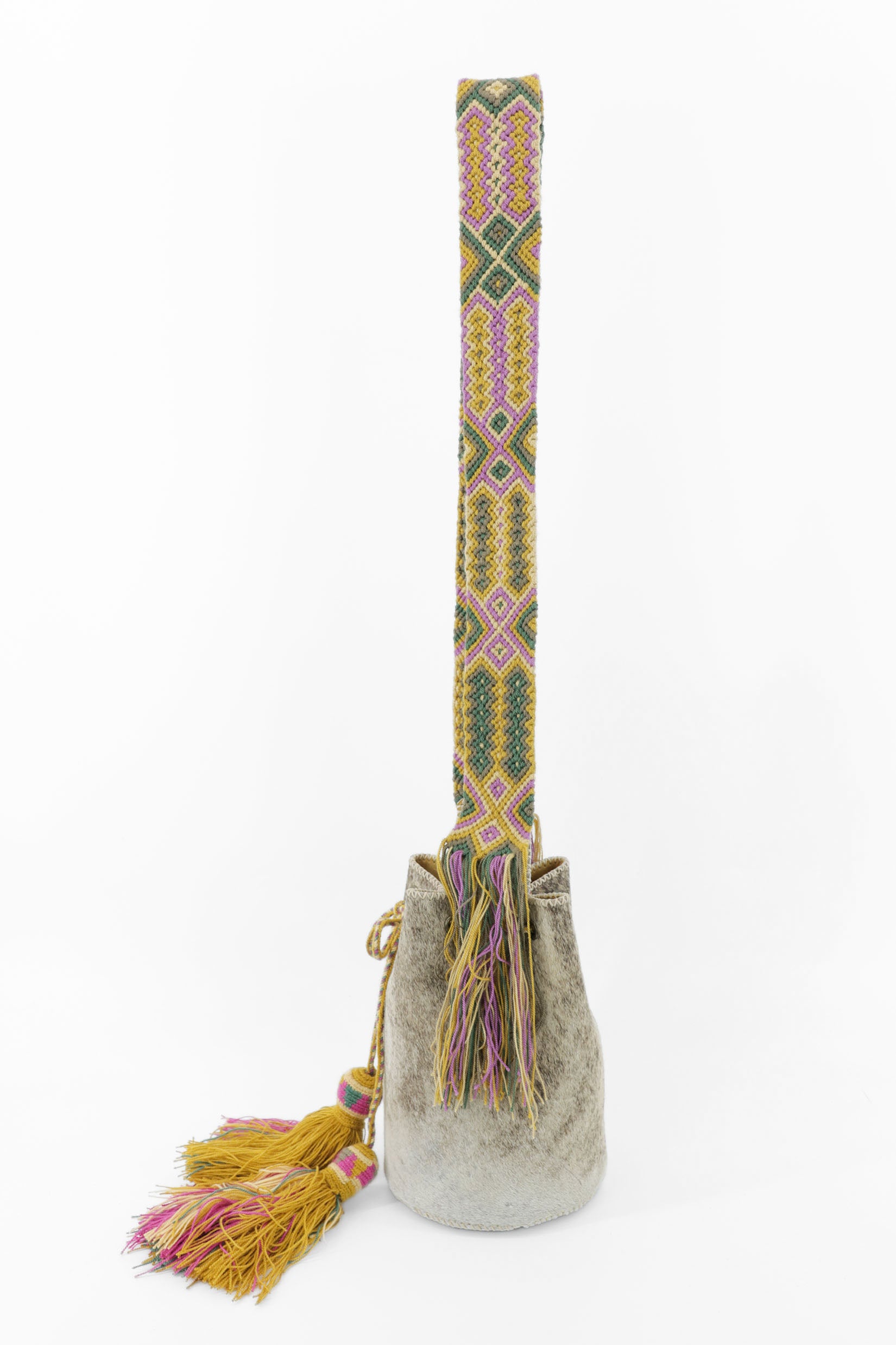 APÜNÜ BUCKET BAG SMALL FURRY / TAUPE&WH - LIGHT MUSTARD #130007