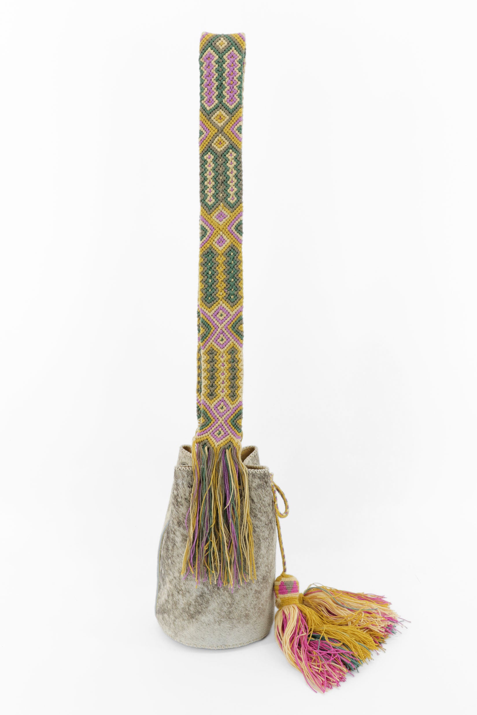 APÜNÜ BUCKET BAG SMALL FURRY / TAUPE&WH - LIGHT MUSTARD #130007