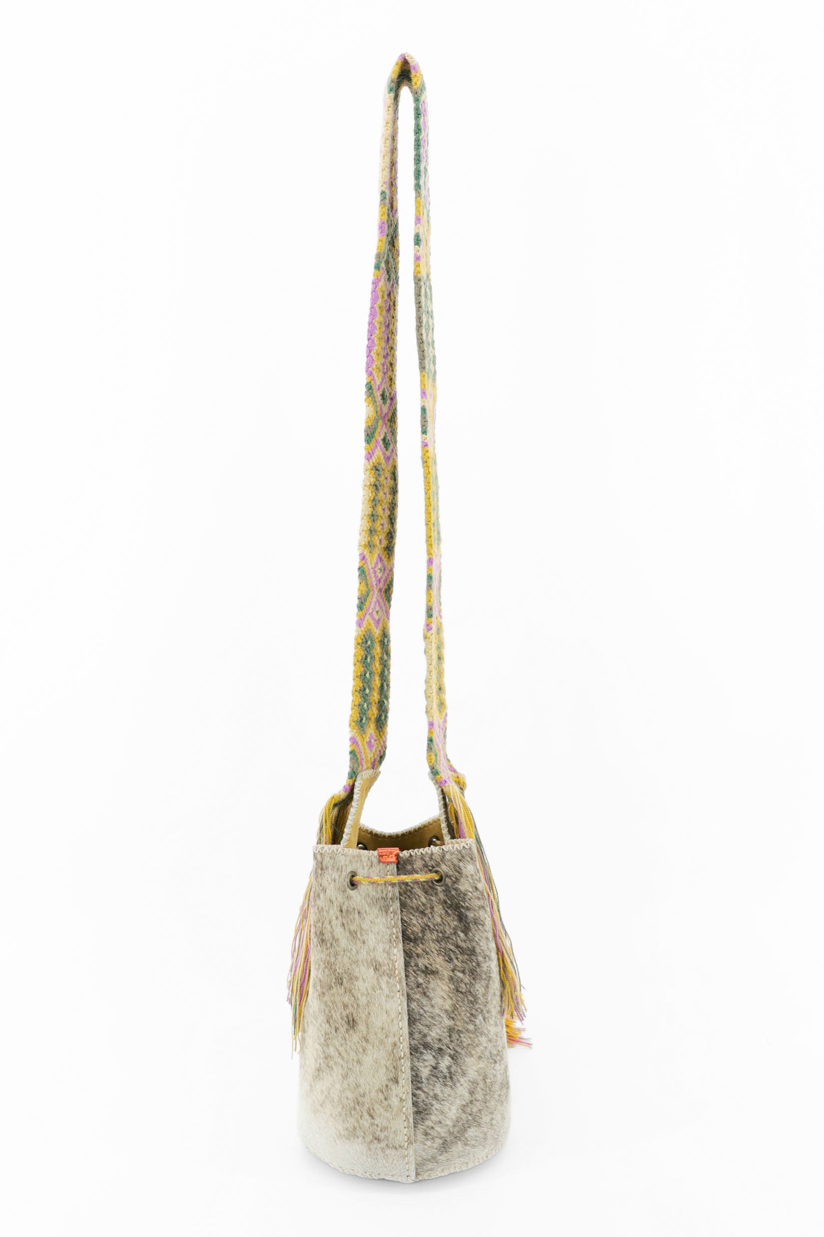 APÜNÜ BUCKET BAG SMALL FURRY / TAUPE&WH - LIGHT MUSTARD #130007