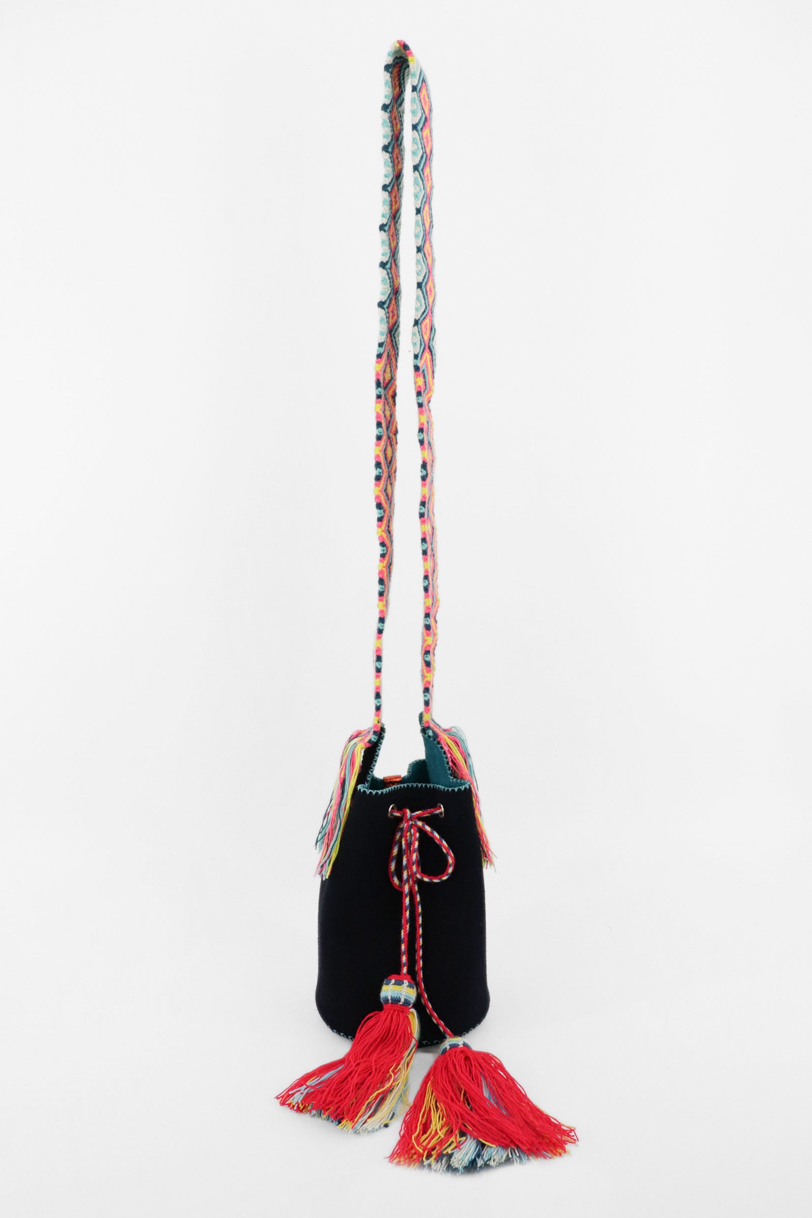 APÜNÜ BUCKET BAG SMALL / NAVY SUEDE - LIGHT TURQUOISE #120013