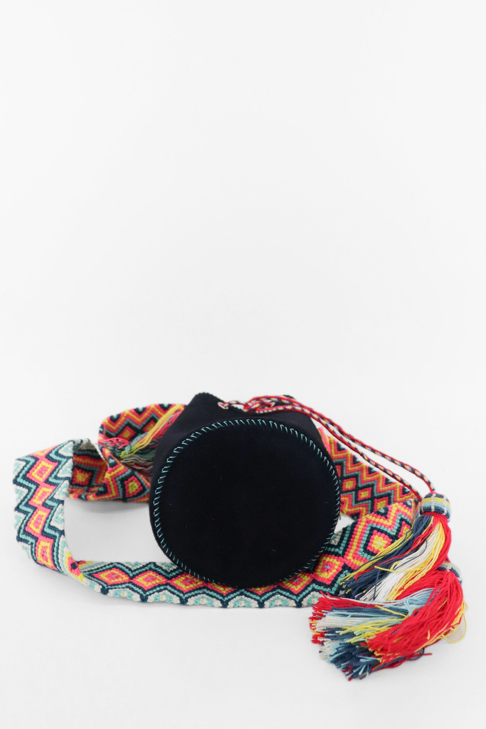 APÜNÜ BUCKET BAG SMALL / NAVY SUEDE - LIGHT TURQUOISE #120013