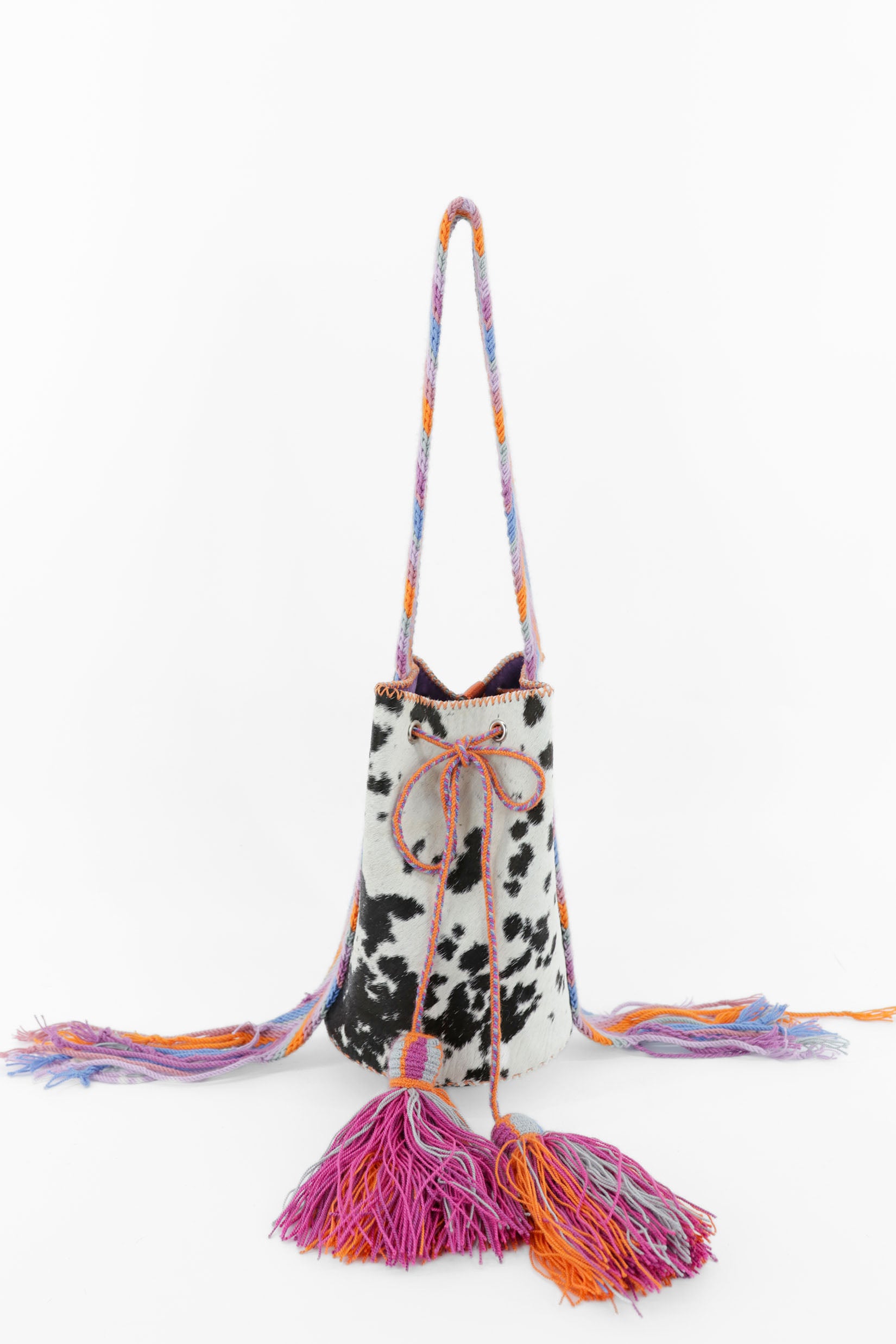 APÜNÜ BUCKET BAG SMALL FURRY / BLK&WH - LILAC #140006