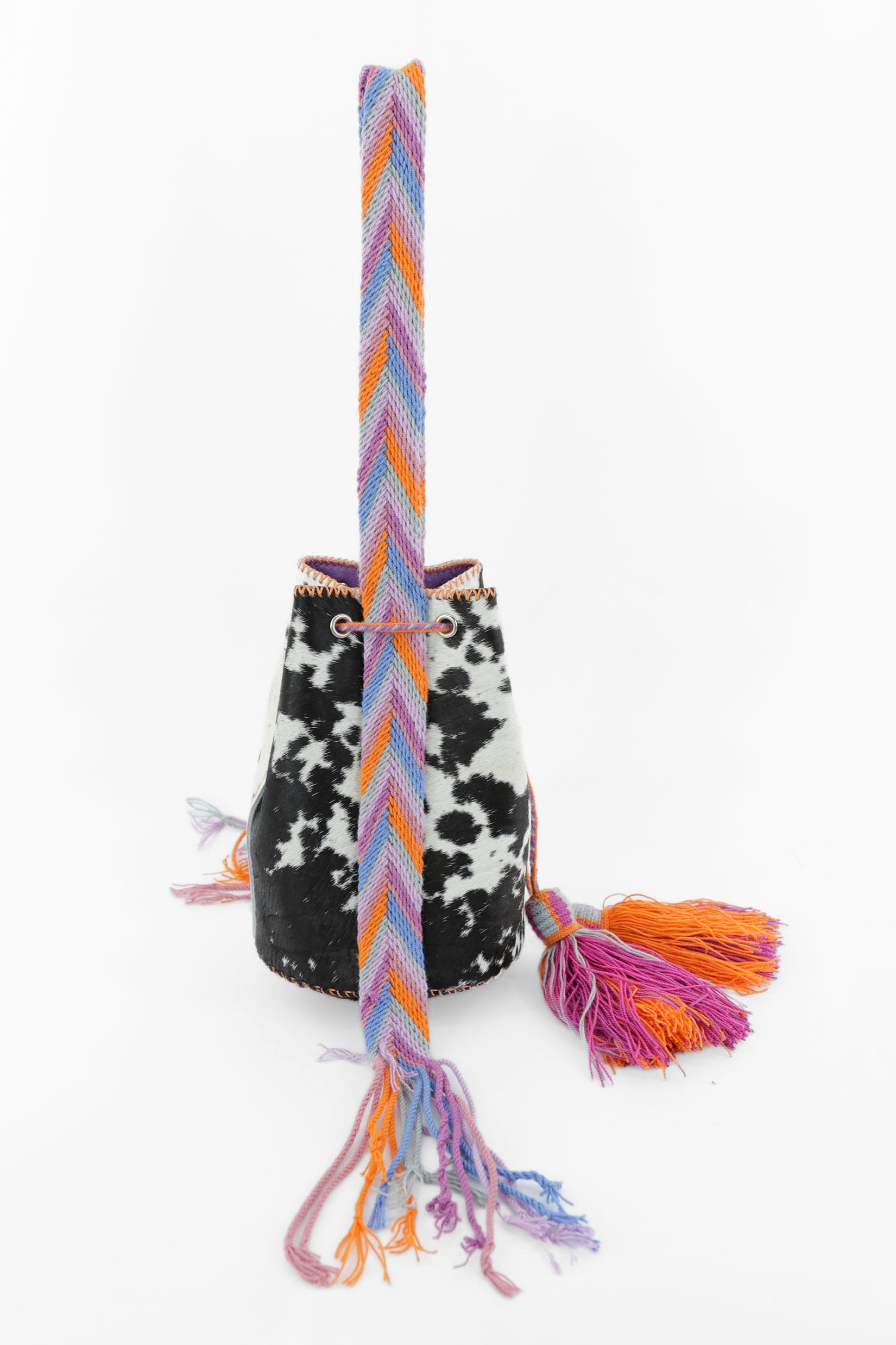 APÜNÜ BUCKET BAG SMALL FURRY / BLK&WH - LILAC #140006