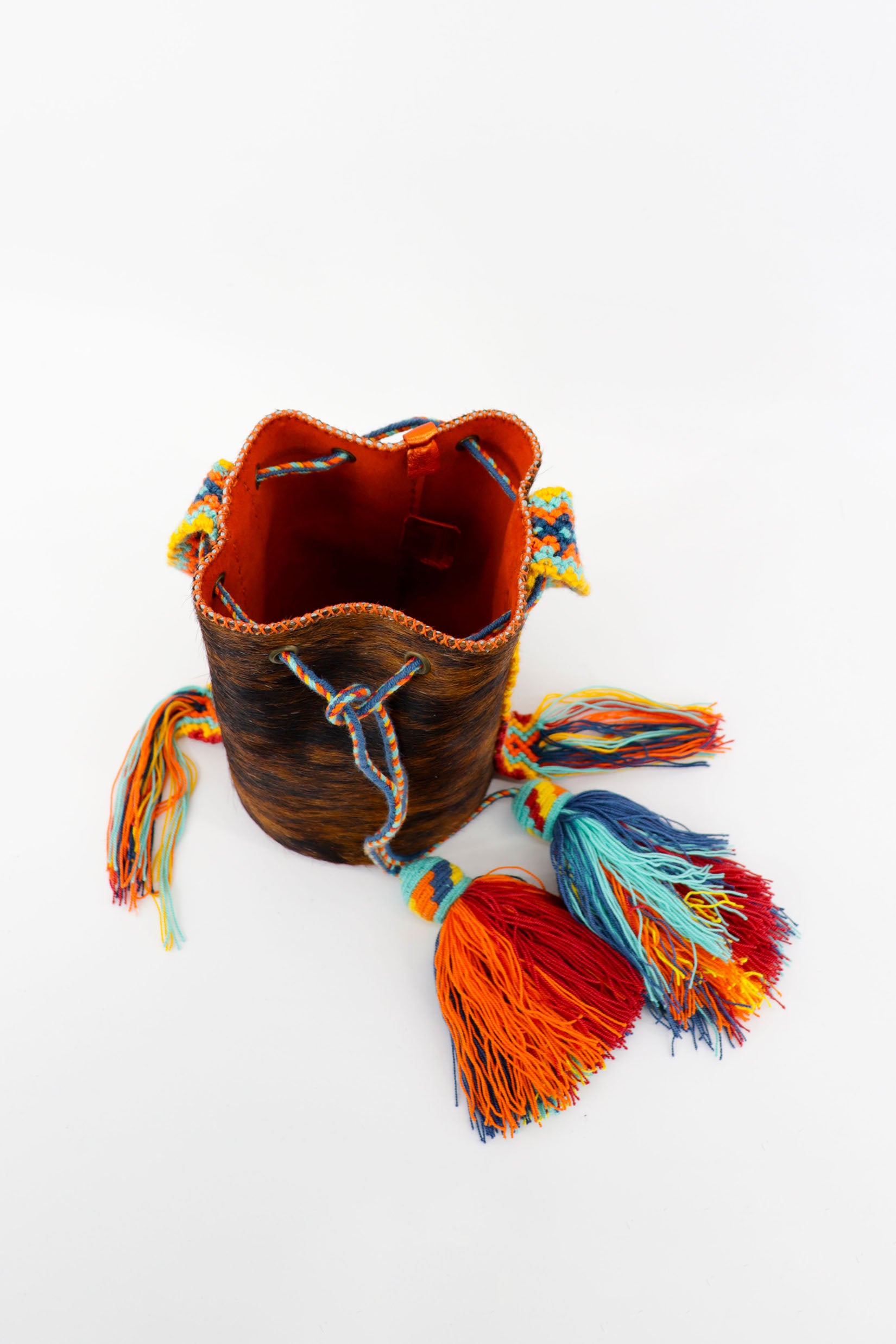 APÜNÜ BUCKET BAG SMALL FURRY / BRW&BLK - ORANGE #140009