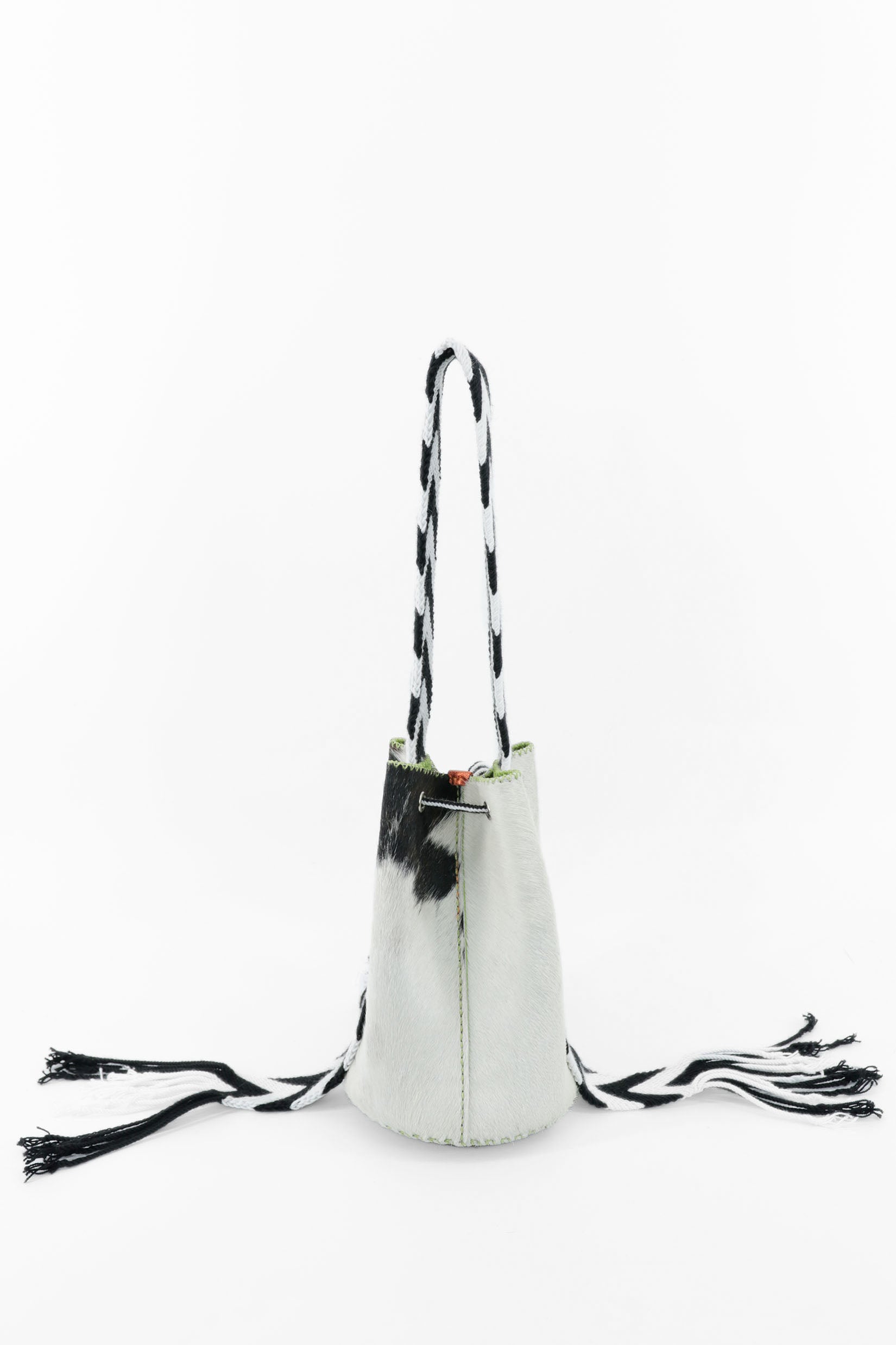 APÜNÜ BUCKET BAG SMALL FURRY / B&W -  LIGHT LIME GREEN #140004
