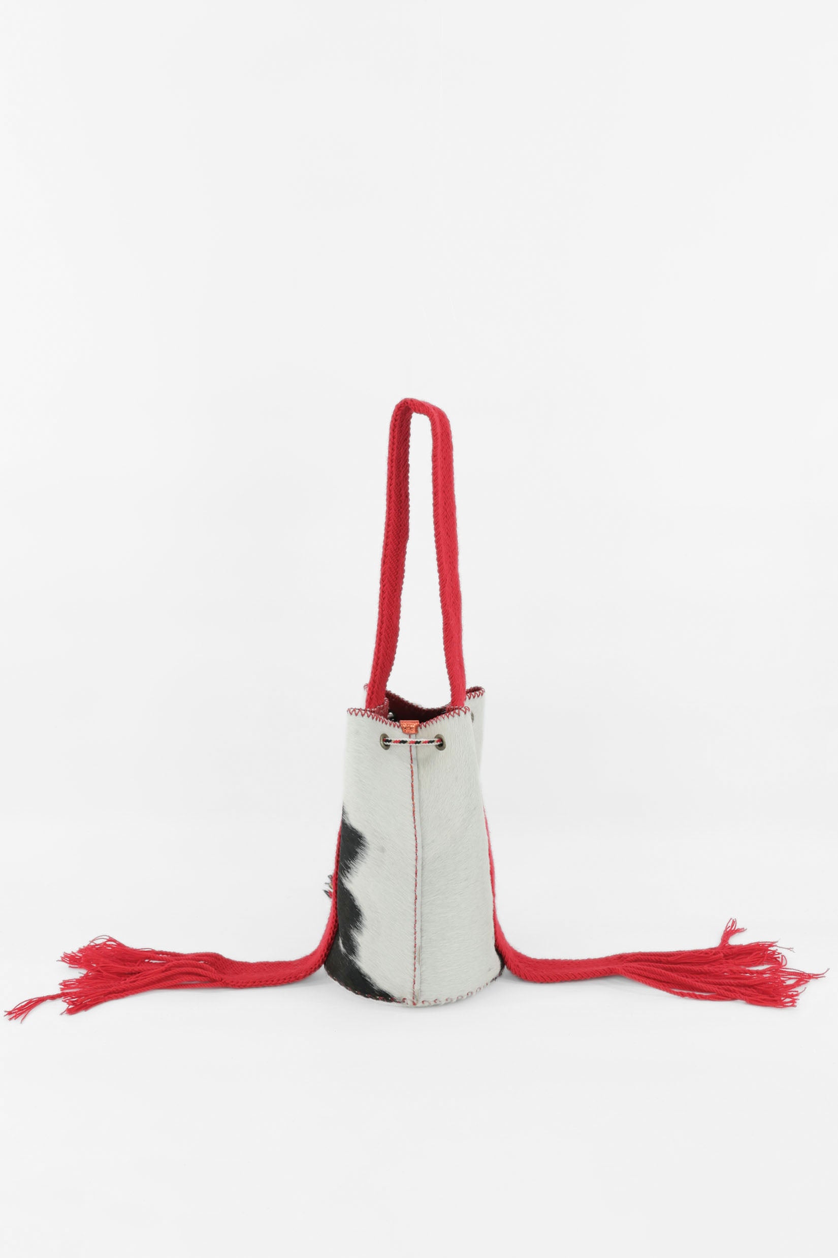 APÜNÜ BUCKET BAG SMALL FURRY B&W - RED #140001
