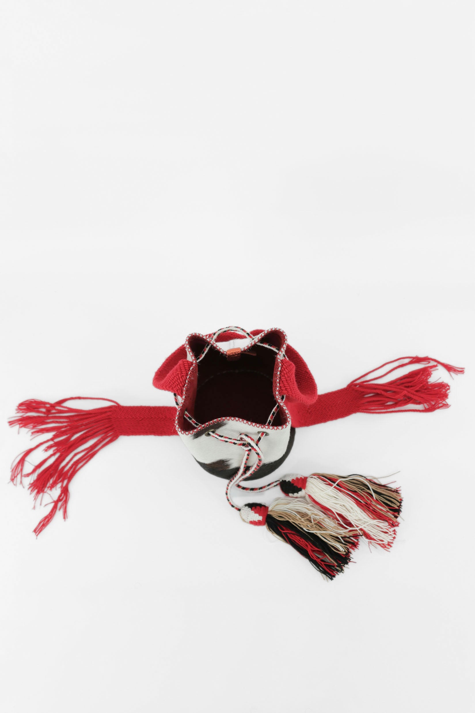 APÜNÜ BUCKET BAG SMALL FURRY B&W - RED #140001