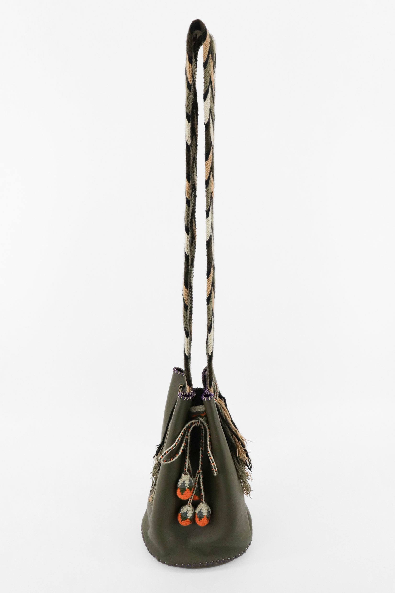 APÜNÜ BUCKET BAG LARGE / OLIVE GREEN - PURPLE #110009