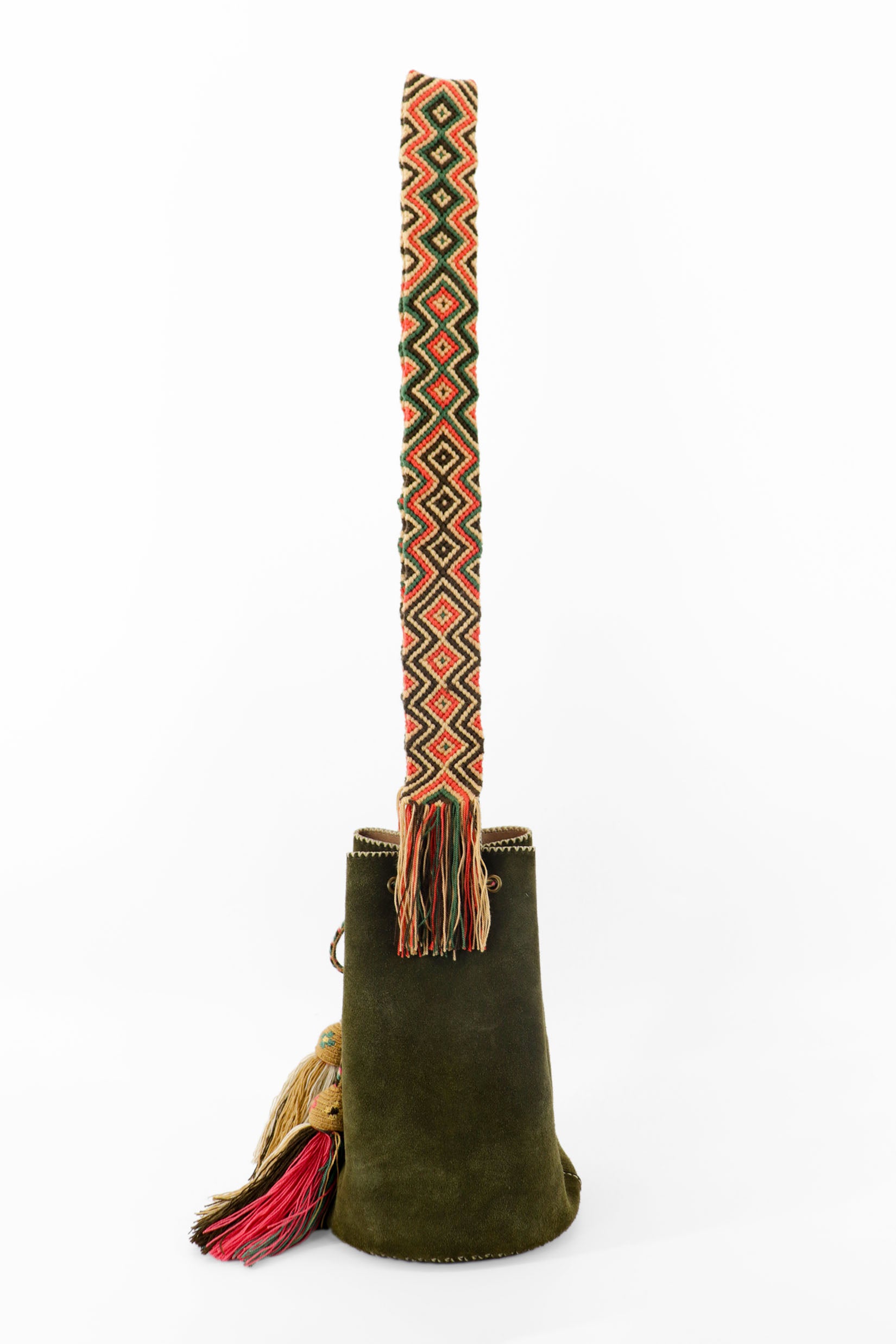 APÜNÜ BUCKET BAG LARGE / OLIVE GREEN SUEDE - BEIGE #110033