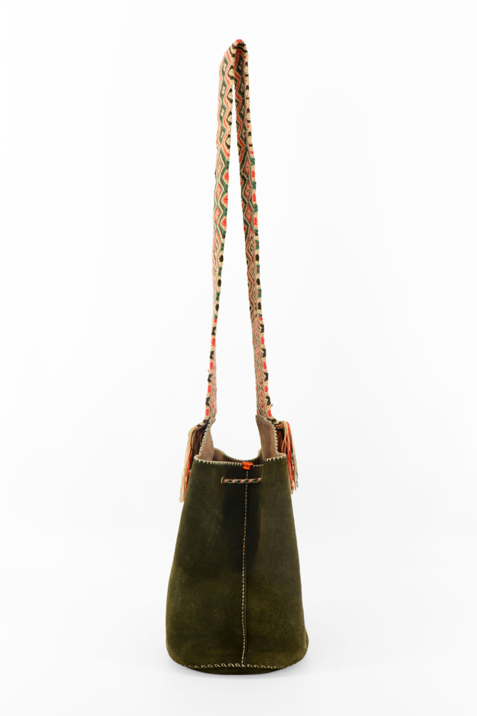 APÜNÜ BUCKET BAG LARGE / OLIVE GREEN SUEDE - BEIGE #110033