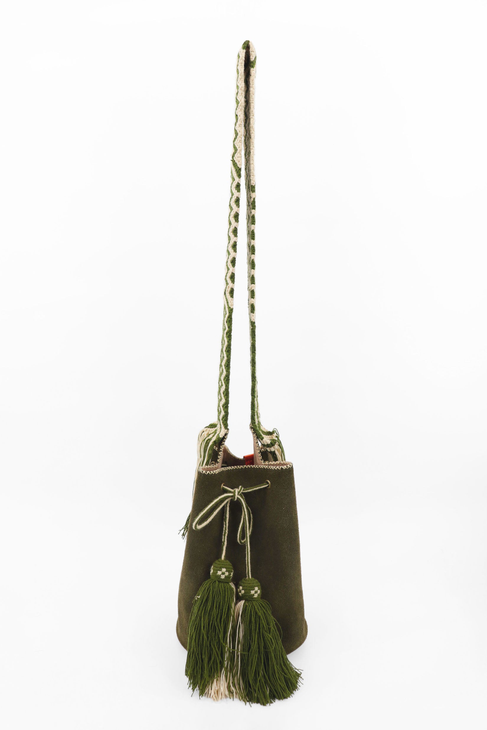 APÜNÜ BUCKET BAG LARGE / OLIVE SUEDE - DRK CREAM #110029
