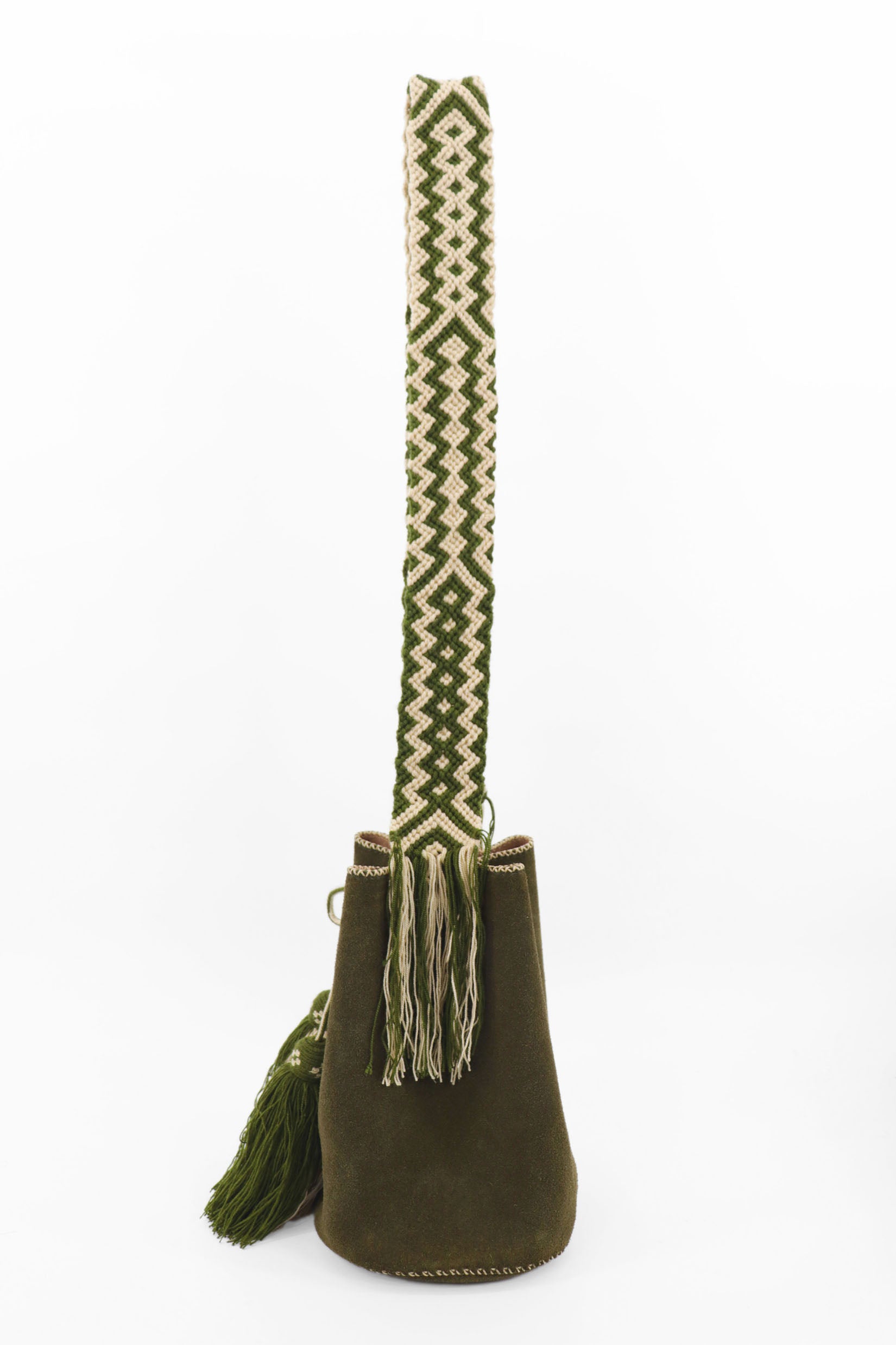APÜNÜ BUCKET BAG LARGE / OLIVE SUEDE - DRK CREAM #110029
