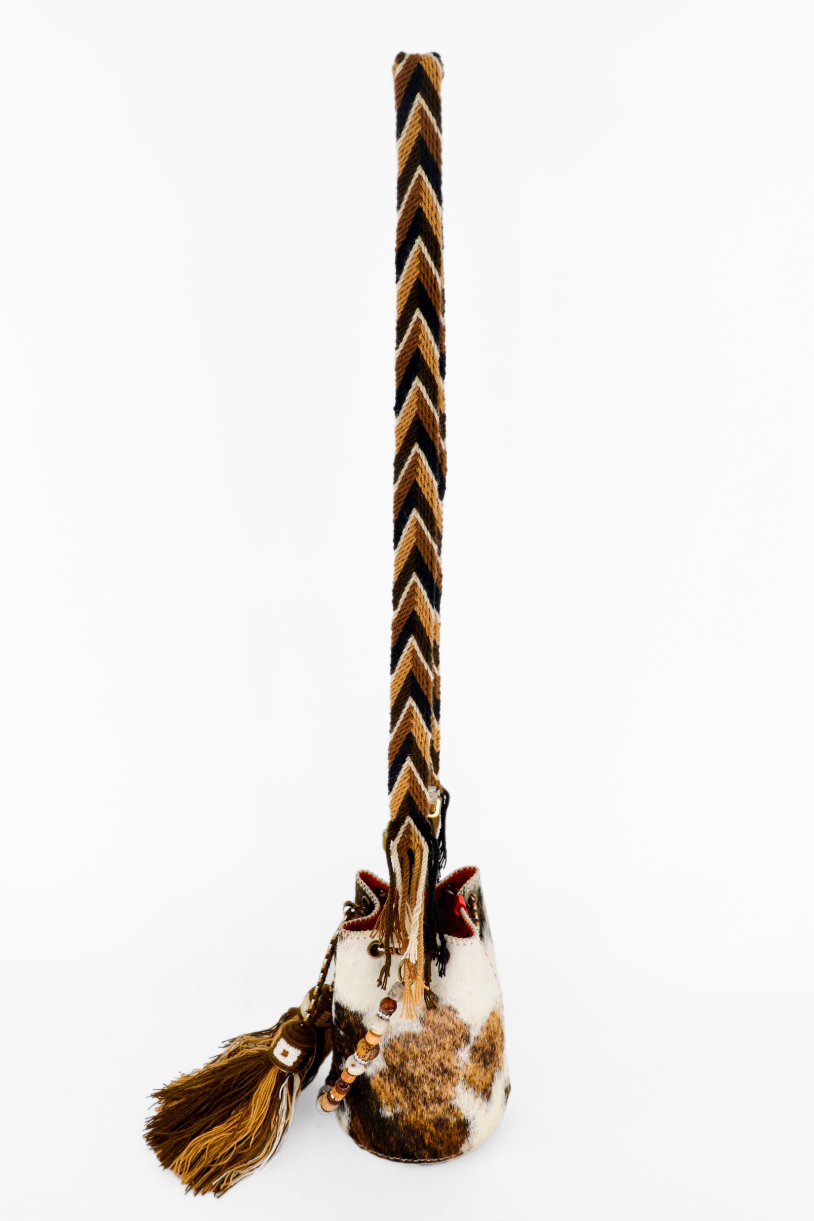 APÜNÜ BUCKET BAG X-SMALL FURRY / BRW&WH - ORANGE #350007