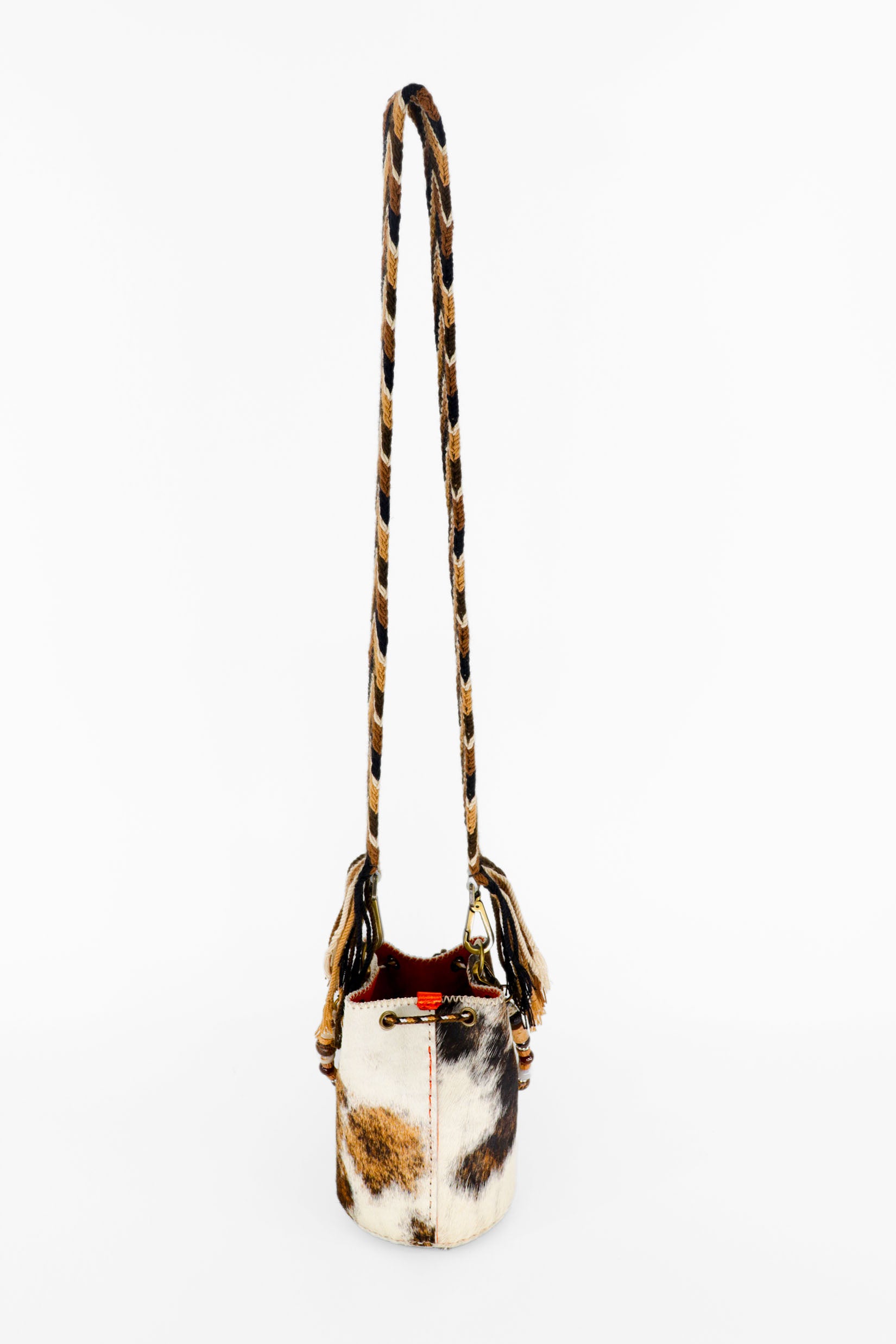 APÜNÜ BUCKET BAG X-SMALL FURRY / BRW&WH - ORANGE #350007