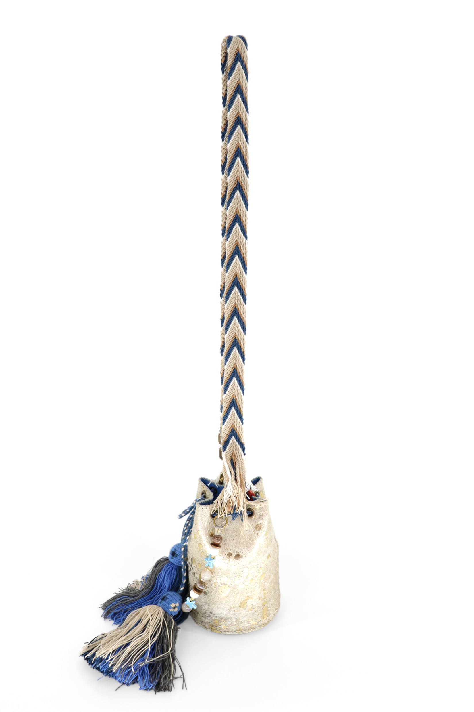 APÜNÜ BUCKET BAG X-SMALL FURRY / GOLD - CALI BLUE #350005