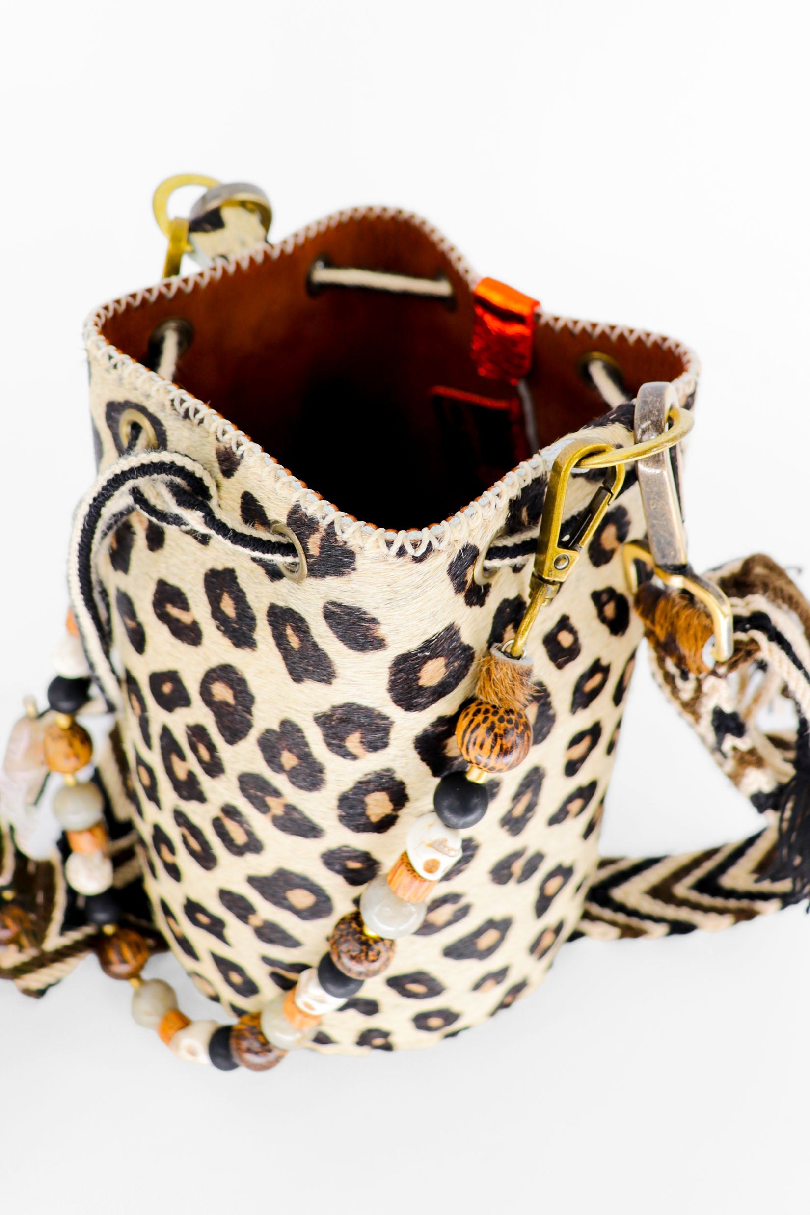 APÜNÜ BUCKET BAG X-SMALL FURRY / LEOPARD - COL BRW #350003