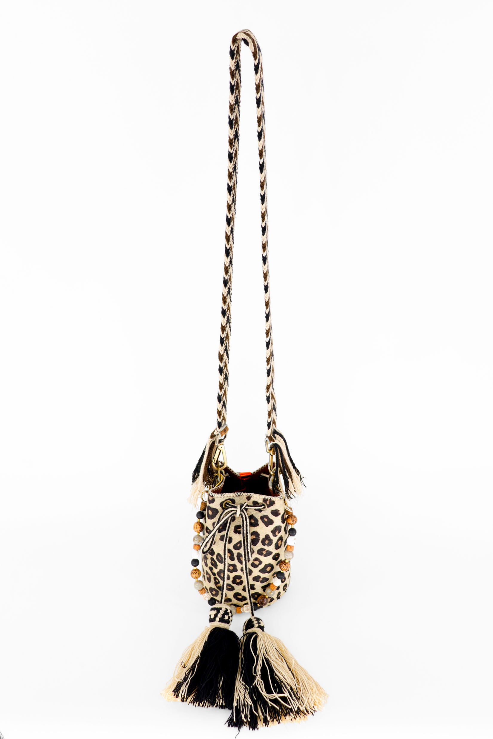 APÜNÜ BUCKET BAG X-SMALL FURRY / LEOPARD - COL BRW #350003