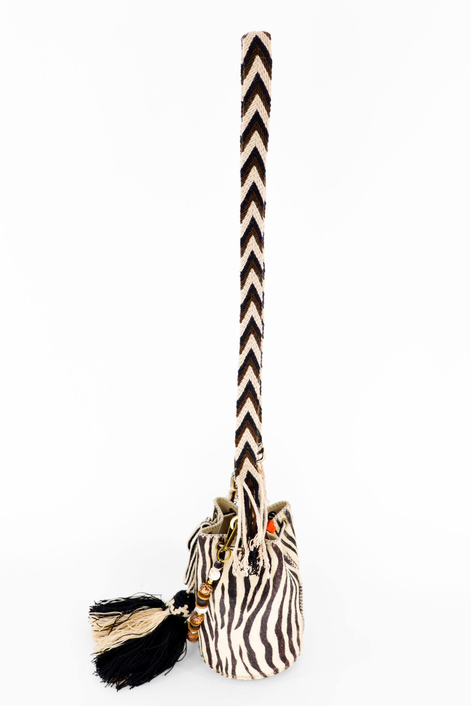 APÜNÜ BUCKET BAG  X-SMALL FURRY / ZEBRA - BEIGE #350002