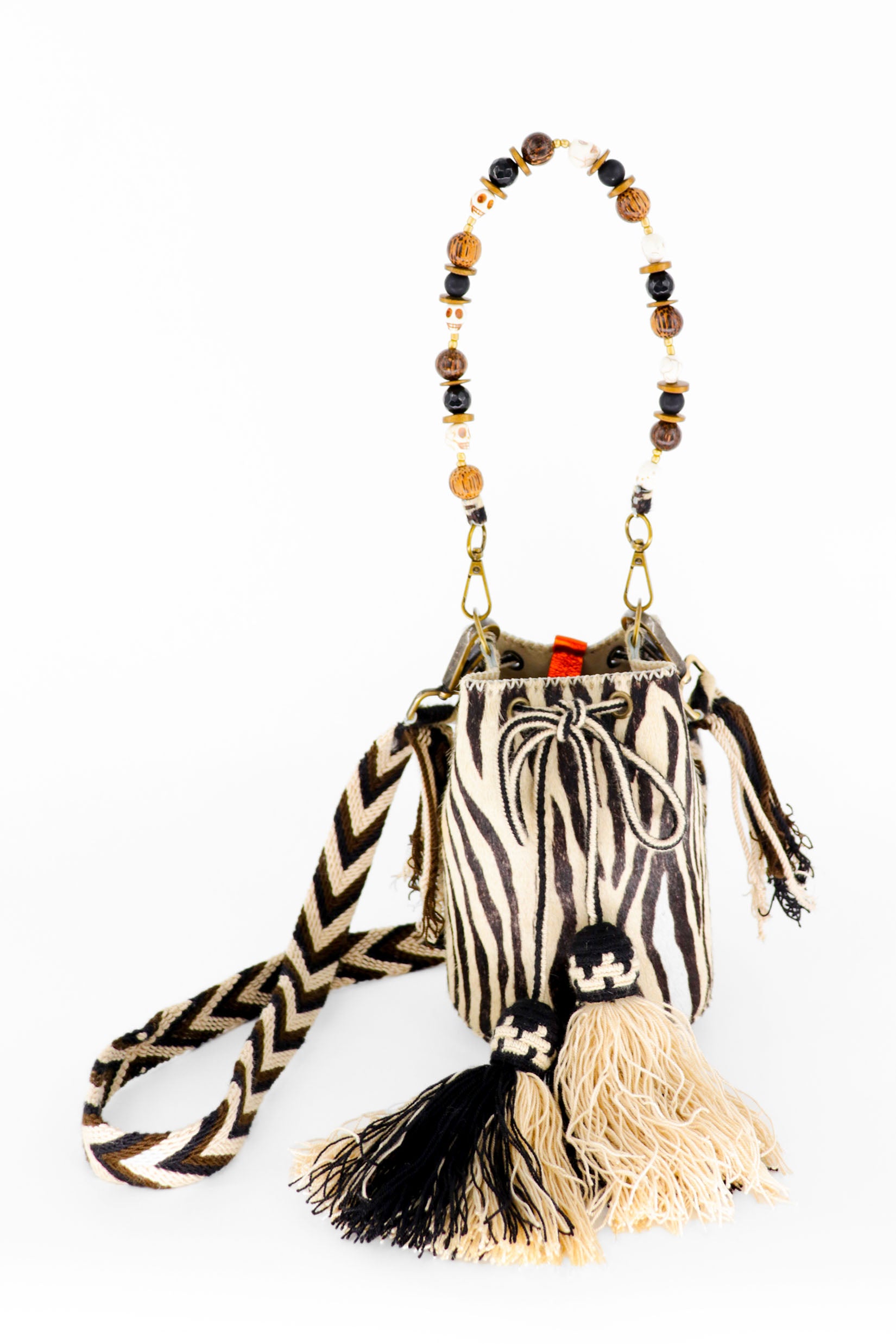 APÜNÜ BUCKET BAG  X-SMALL FURRY / ZEBRA - BEIGE #350002
