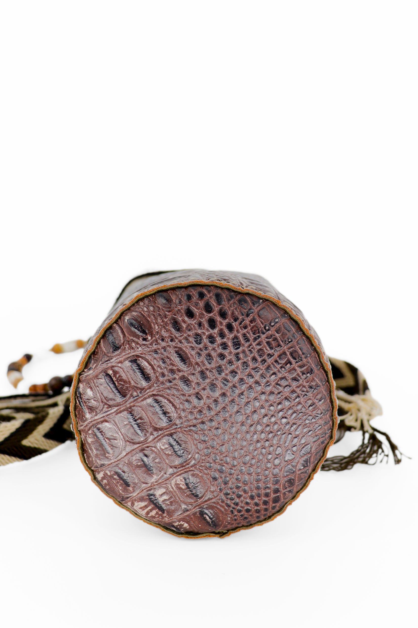 APÜNÜ BUCKET BAG X-SMALL / BRW CROCO - OLIVE #360001