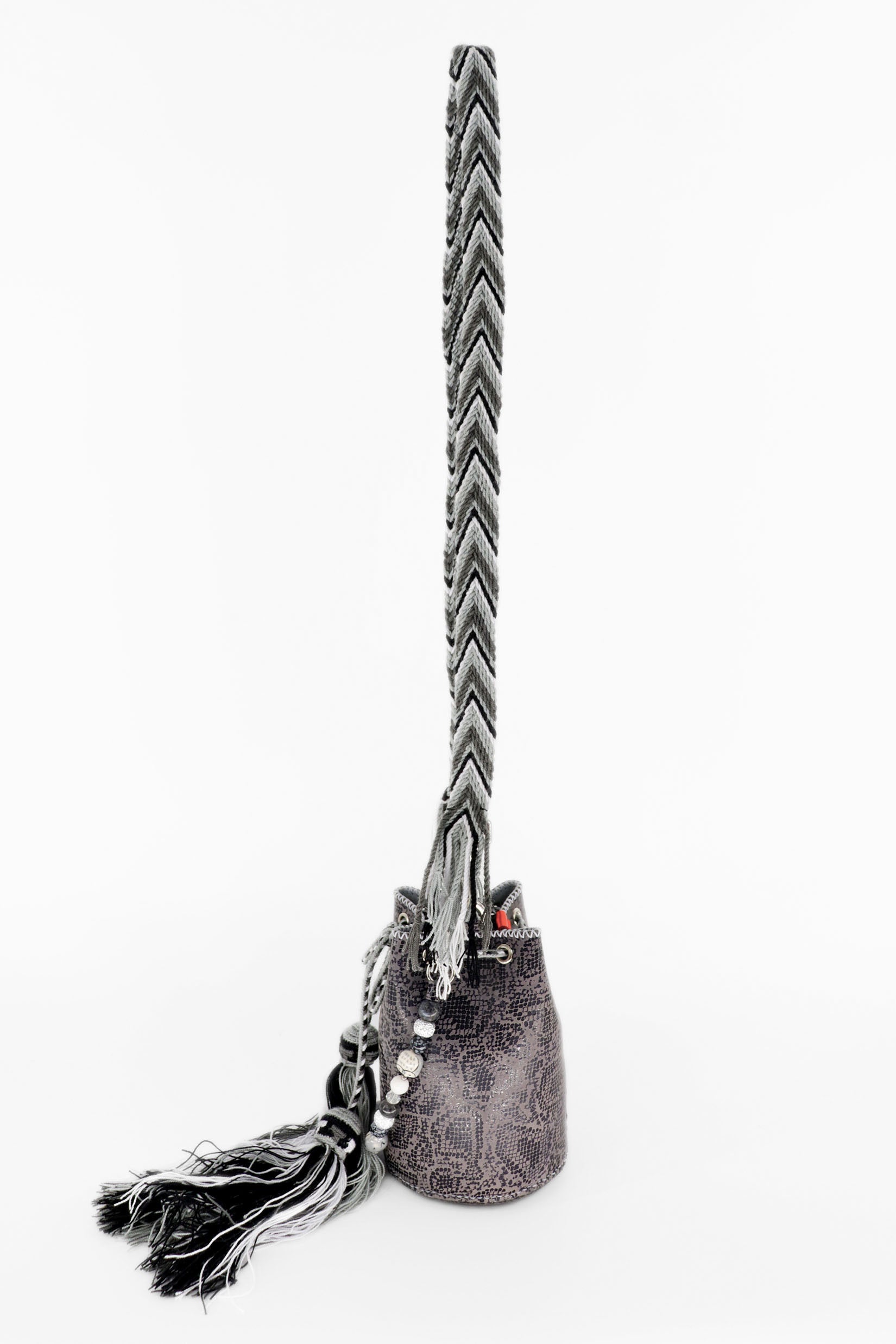 APÜNÜ BUCKET BAG X-SMALL / DRK GRAY PYTHON - GRAY #360003