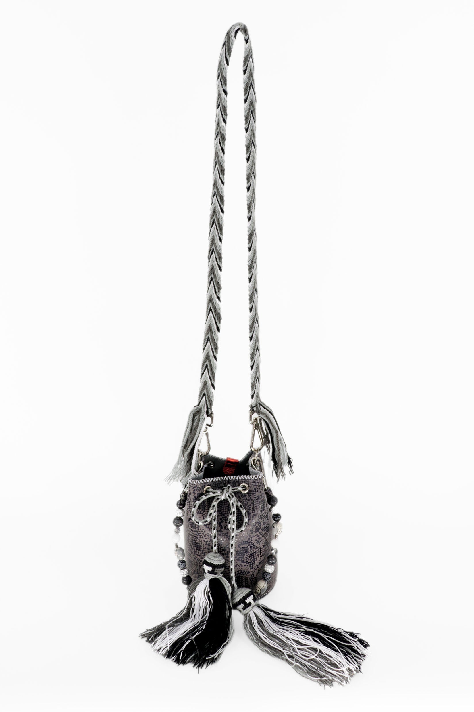 APÜNÜ BUCKET BAG X-SMALL / DRK GRAY PYTHON - GRAY #360003