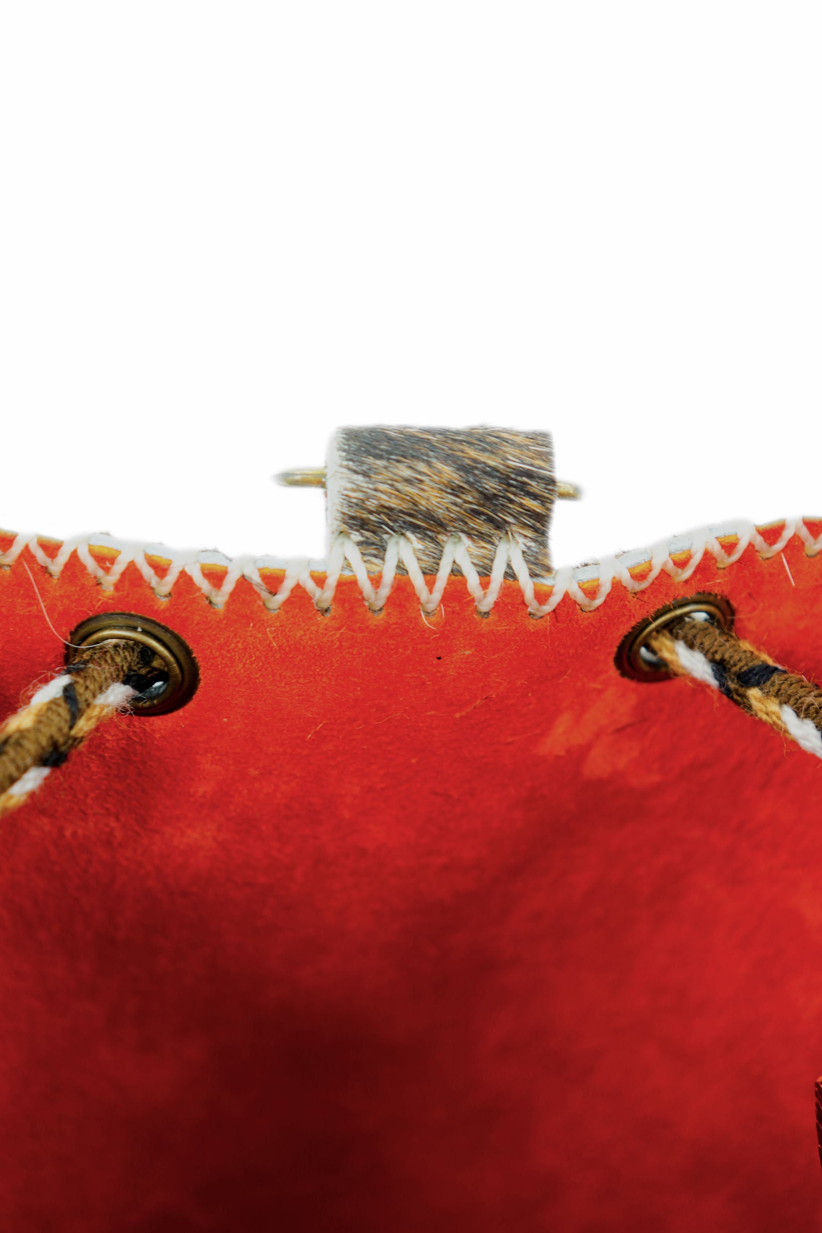 APÜNÜ BUCKET BAG X-SMALL FURRY / BRW&WH - ORANGE #350007