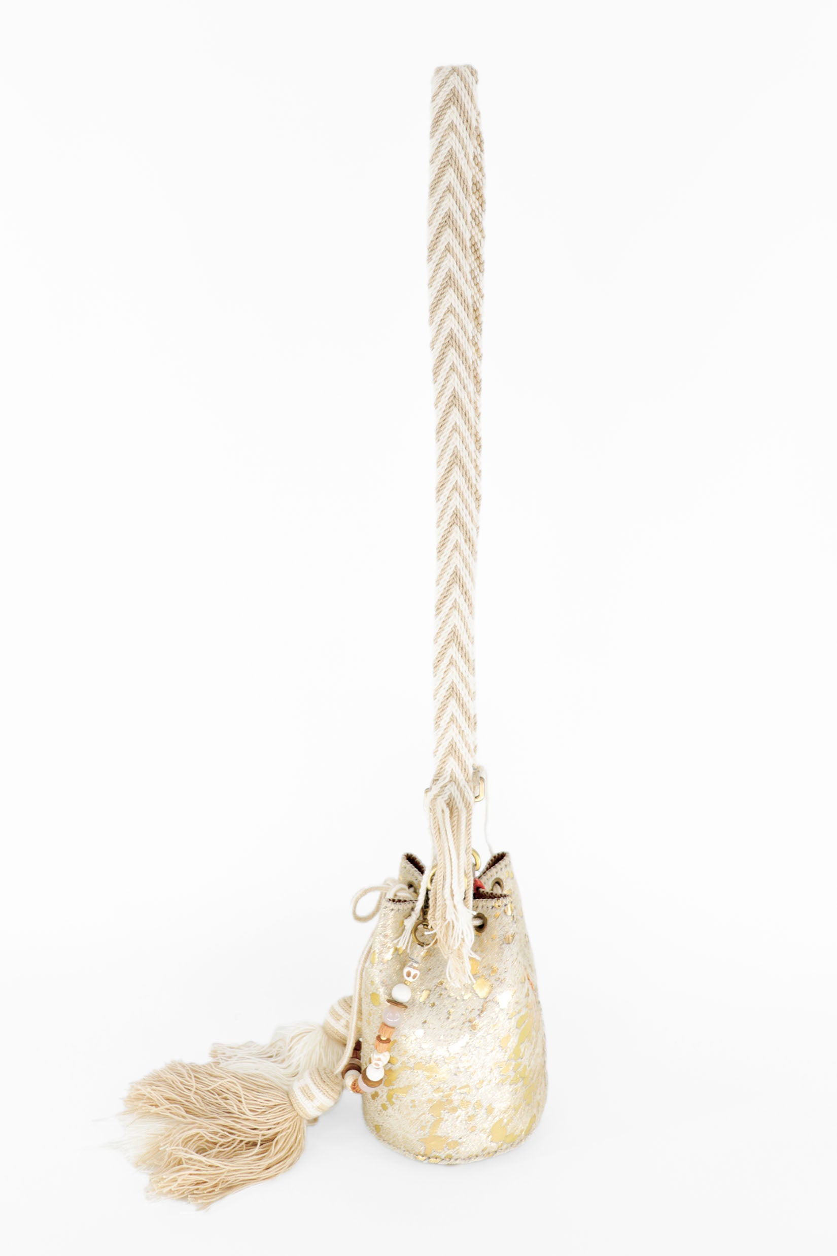 APÜNÜ BUCKET BAG X-SMALL FURRY / GOLD  - COL BRW #350001