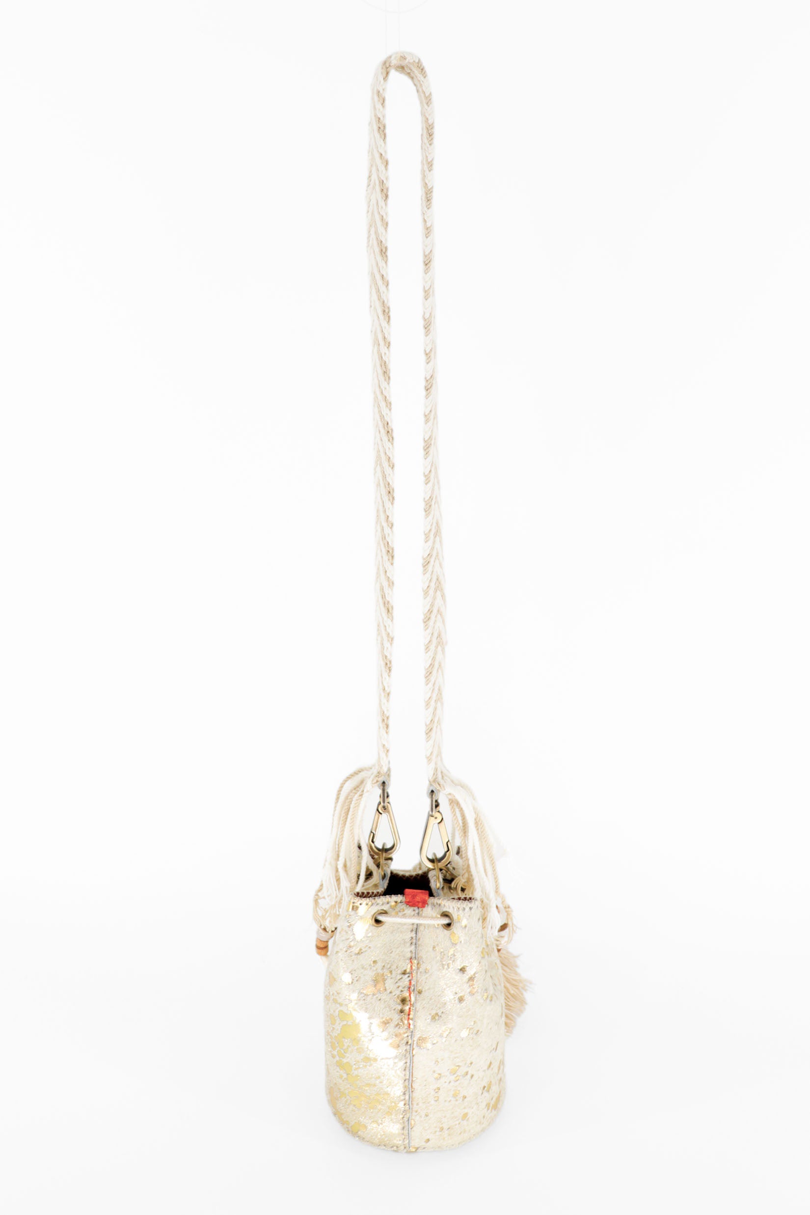 APÜNÜ BUCKET BAG X-SMALL FURRY / GOLD  - COL BRW #350001