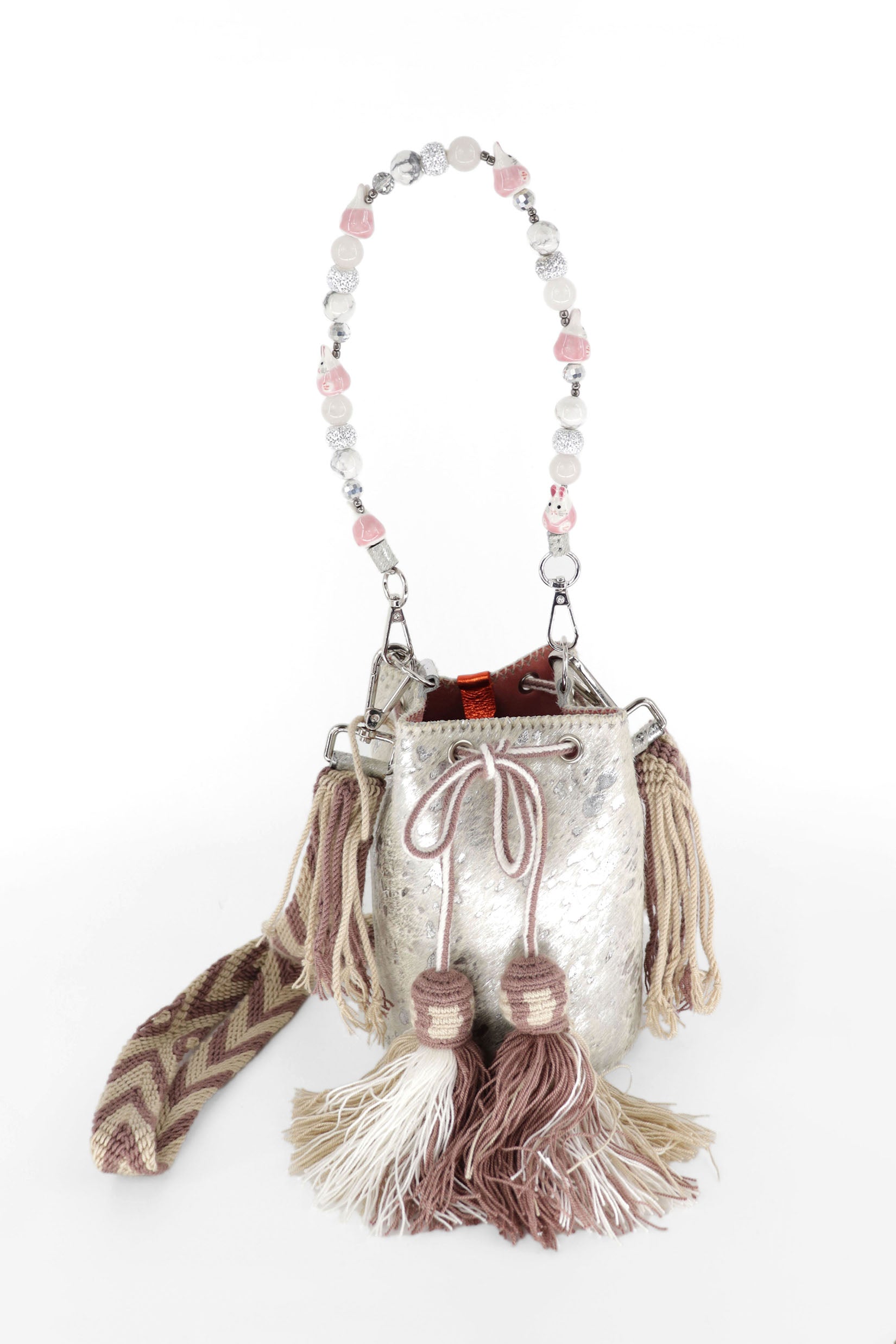 APÜNÜ BUCKET BAG X-SMALL FURRY / SILVER - PINK #350004