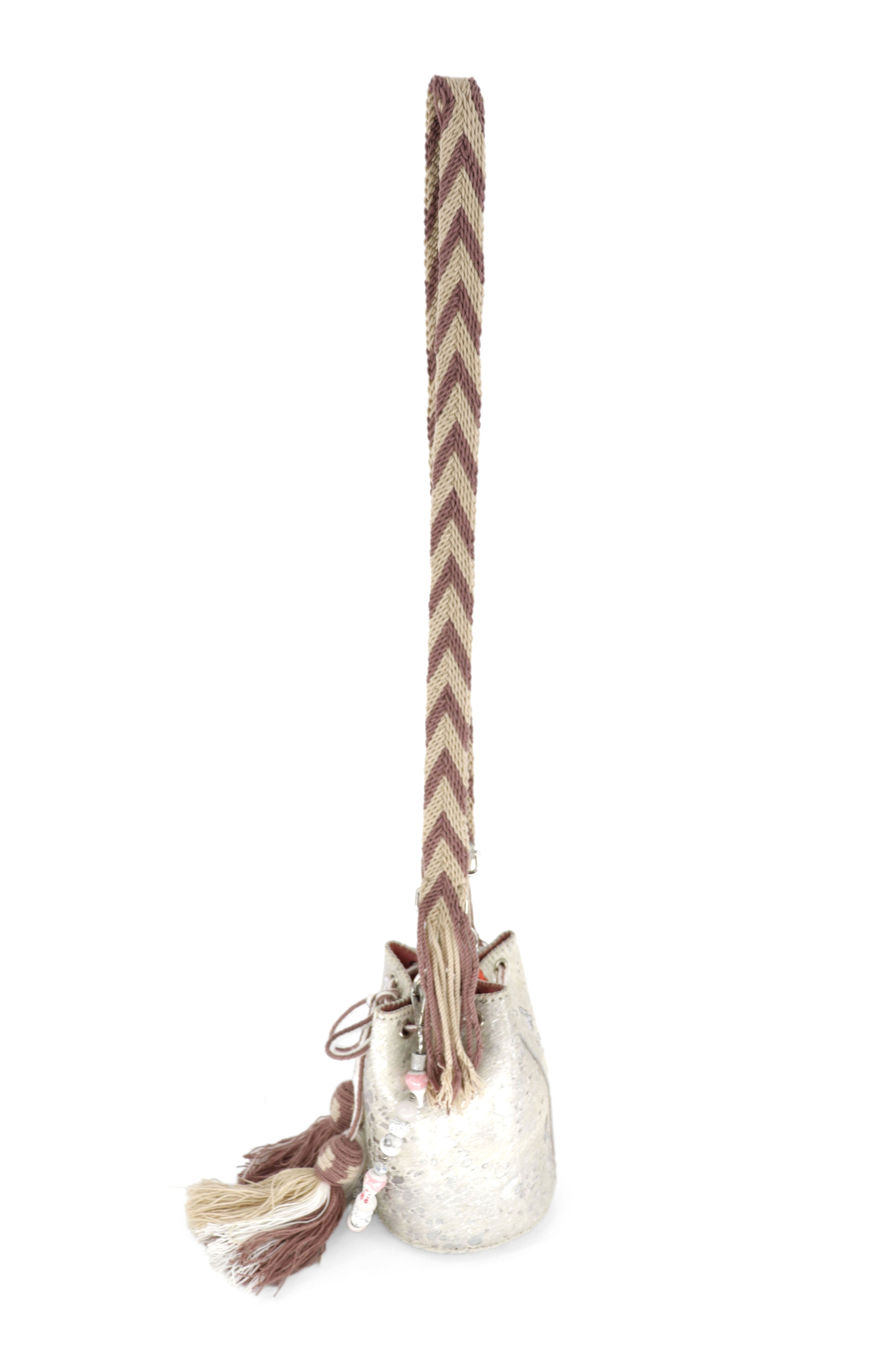 APÜNÜ BUCKET BAG X-SMALL FURRY / SILVER - PINK #350004