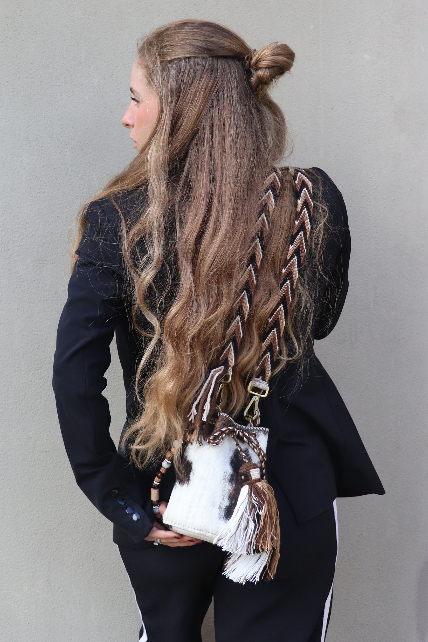 APÜNÜ BUCKET BAG X-SMALL FURRY / BRW&WH - ORANGE #350007