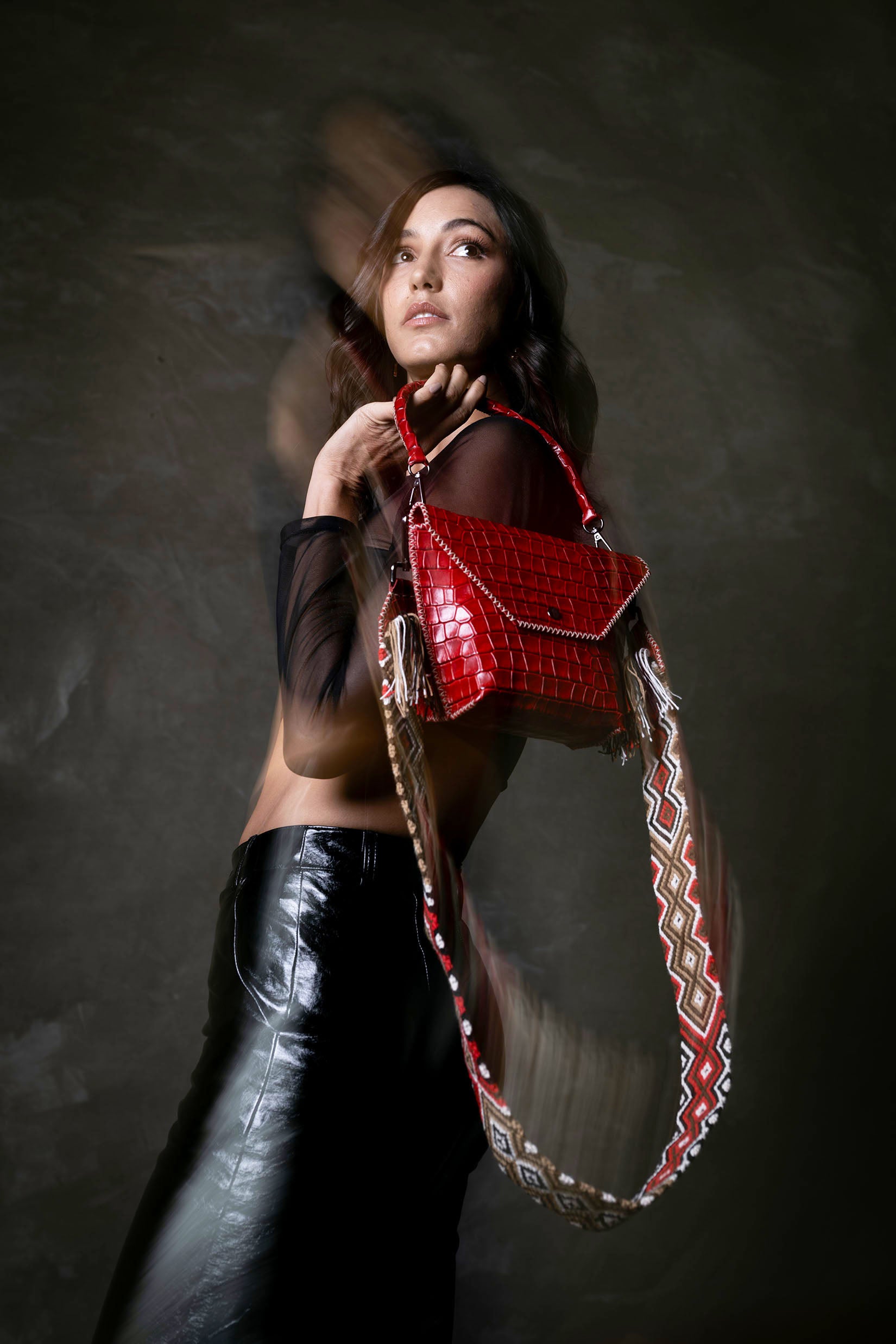 PIAMA TOTE BAG X-SMALL CROCO /  RED - RED #340006