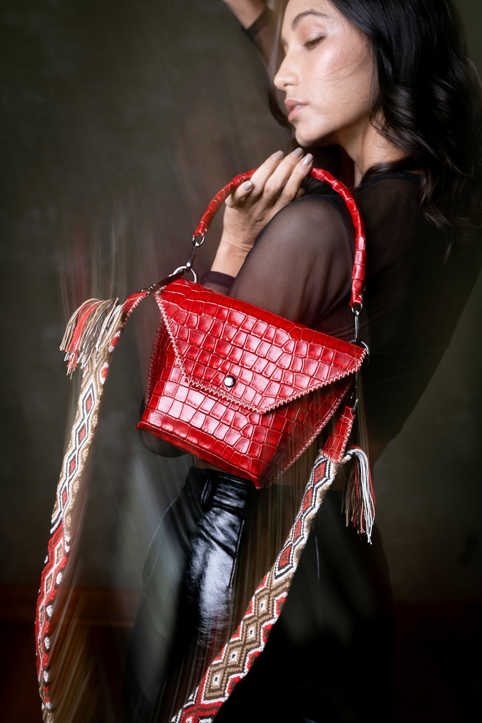 PIAMA TOTE BAG X-SMALL CROCO /  RED - RED #340006