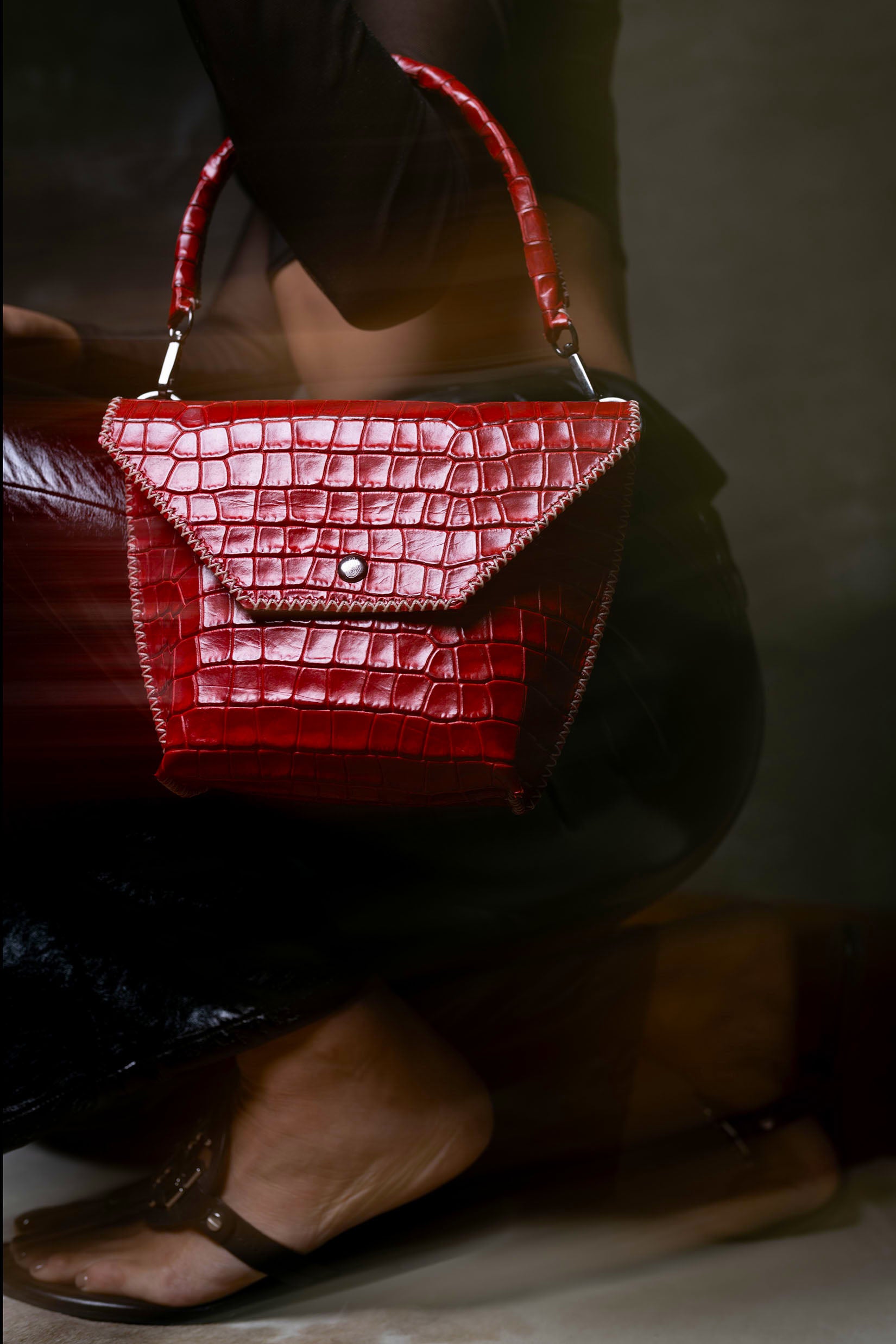 PIAMA TOTE BAG X-SMALL CROCO /  RED - RED #340006
