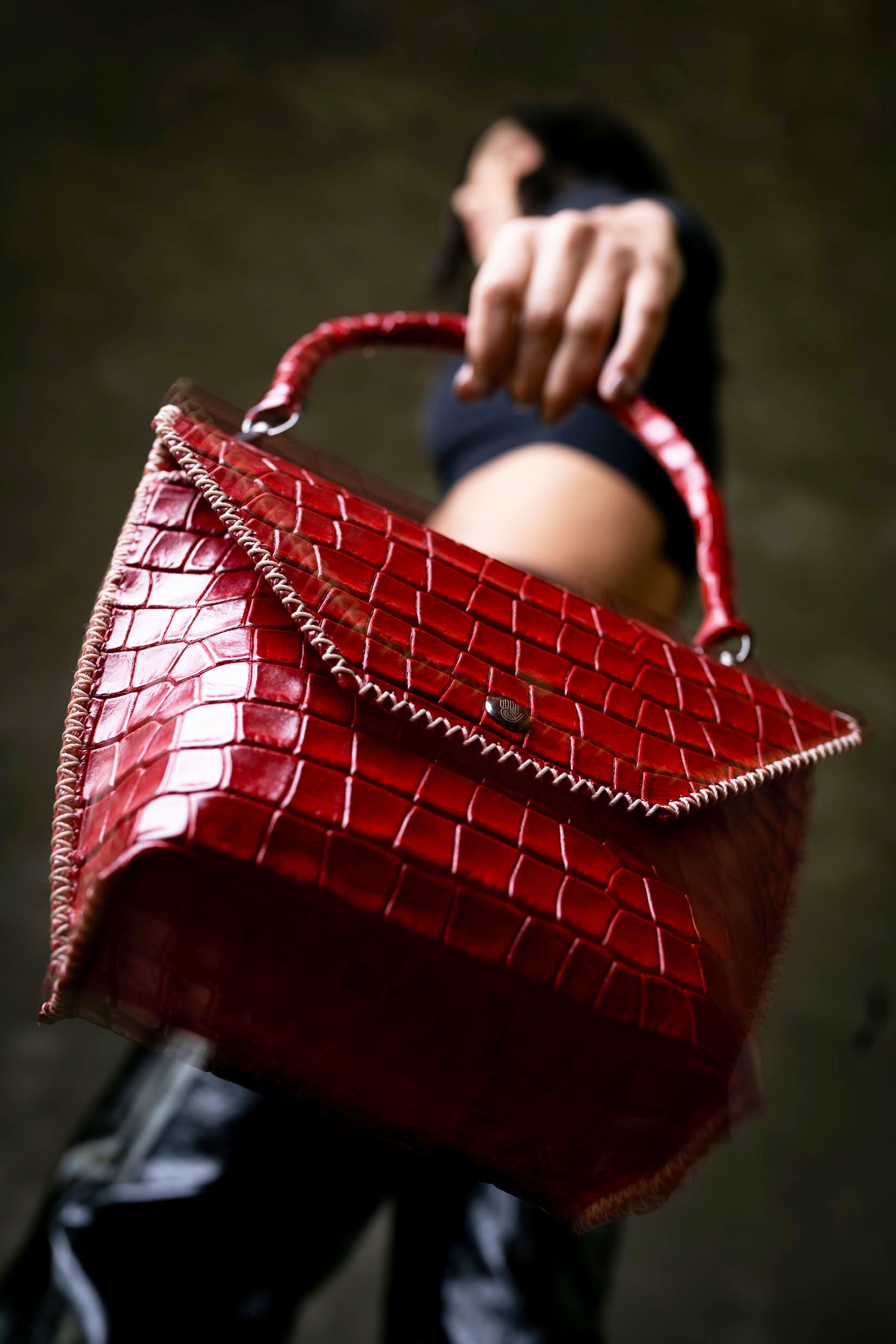PIAMA TOTE BAG X-SMALL CROCO /  RED - RED #340006