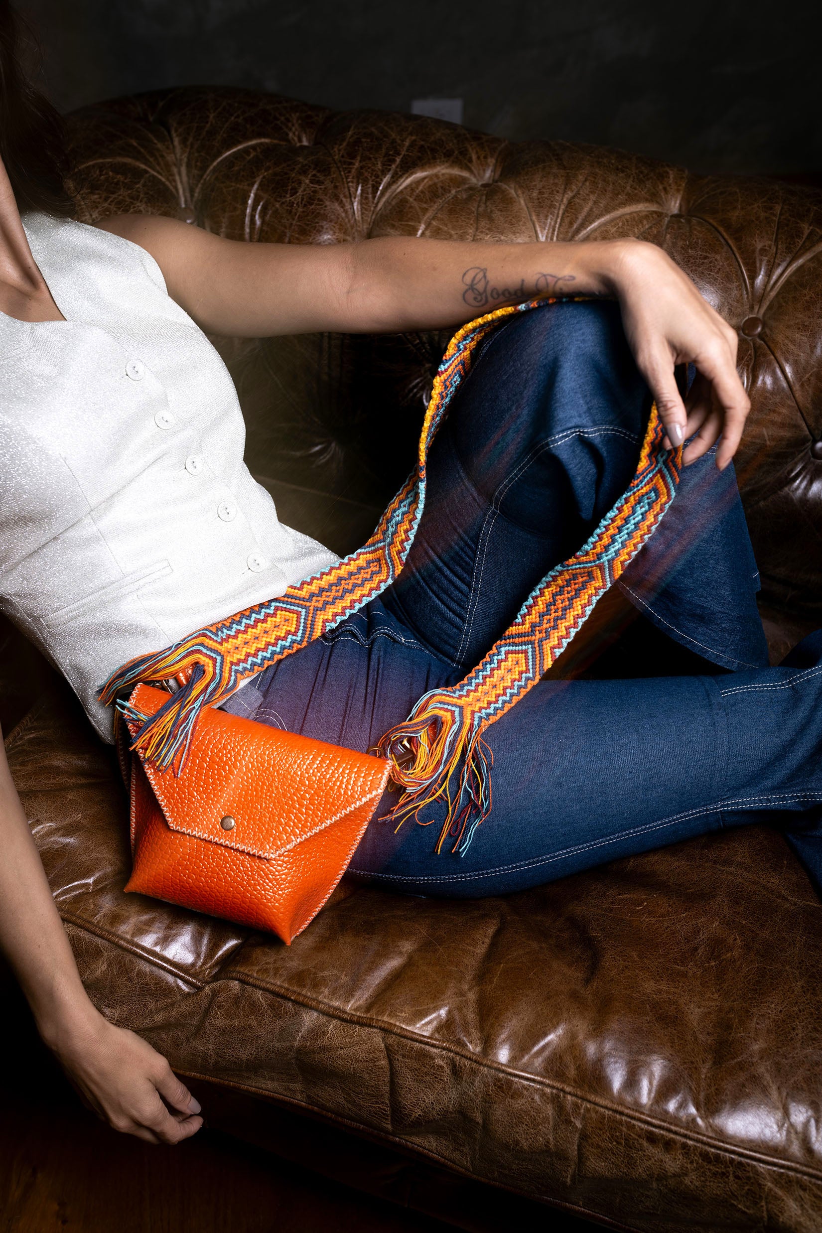 PIAMA TOTE BAG X-SMALL CROCO / ORANGE - RED #340007