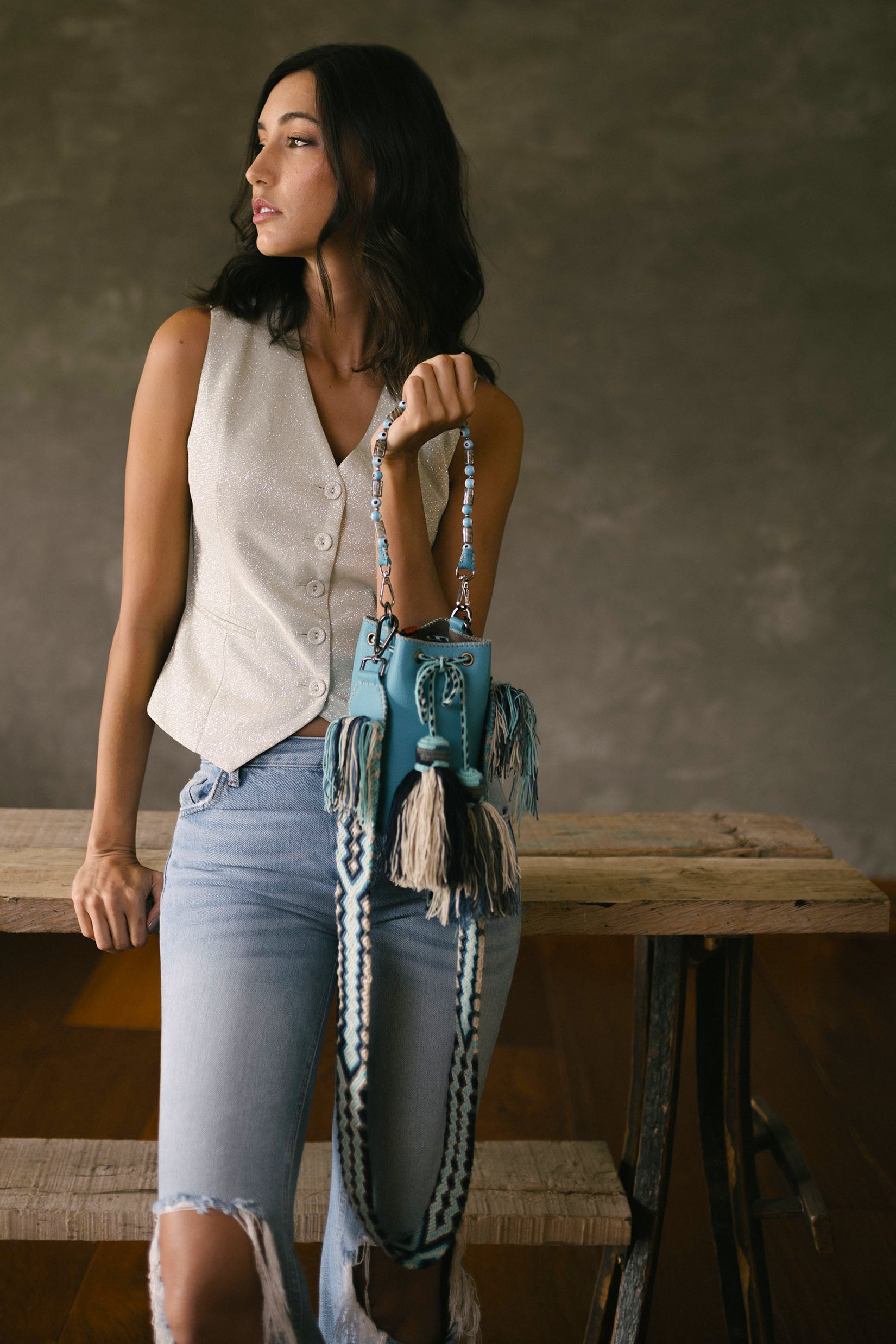 APÜNÜ BUCKET BAG X-SMALL / CALIF BLUE - GRAY #360005
