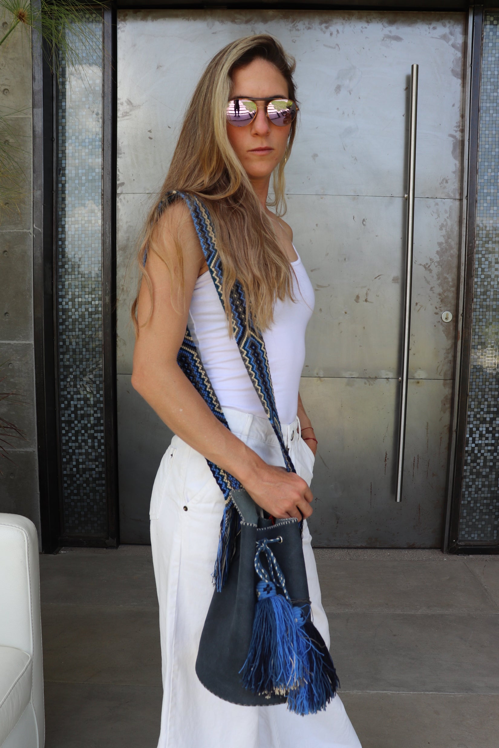APÜNÜ BUCKET BAG LARGE / NAVY - GRAY #110037