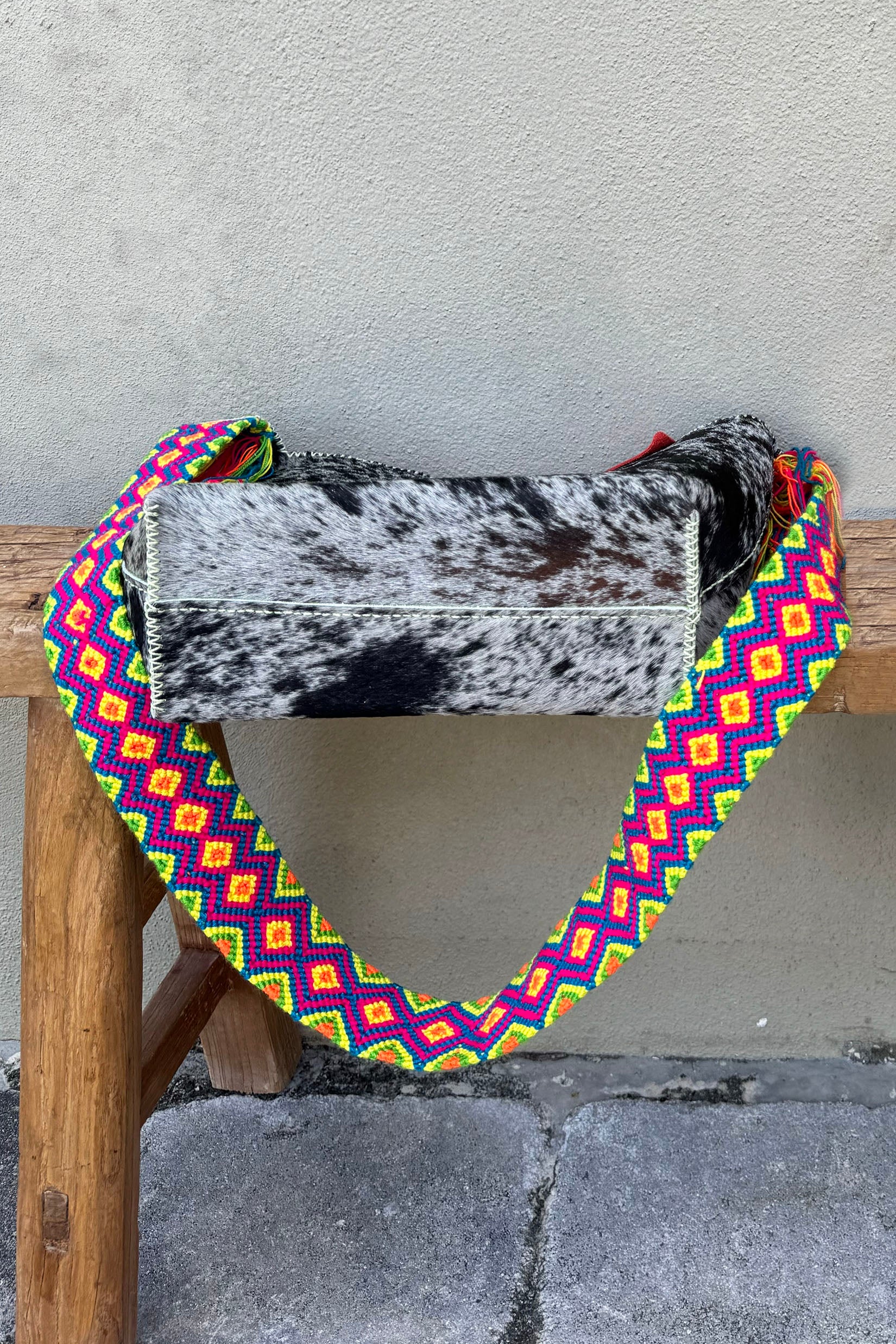 PIAMA TOTE BAG MEDIUM FURRY / BLK&WH - LIME GREEN #210014