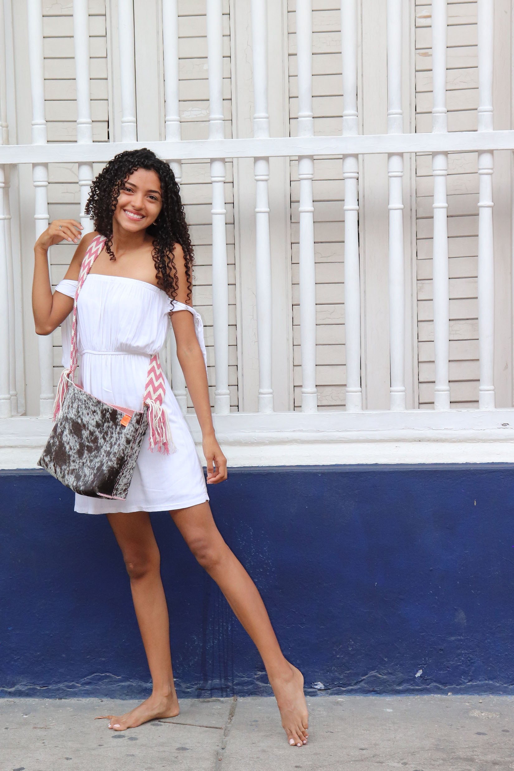 PIAMA TOTE BAG MEDIUM FURRY / BLK&WH - BB PINK #210012