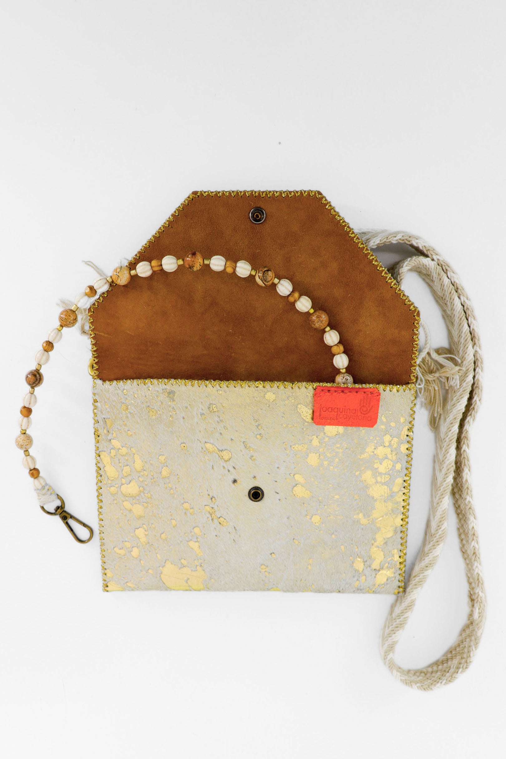 PIAMA TOTE BAG FLAT X-SMALL FURRY / GOLD - COL BRW #370001