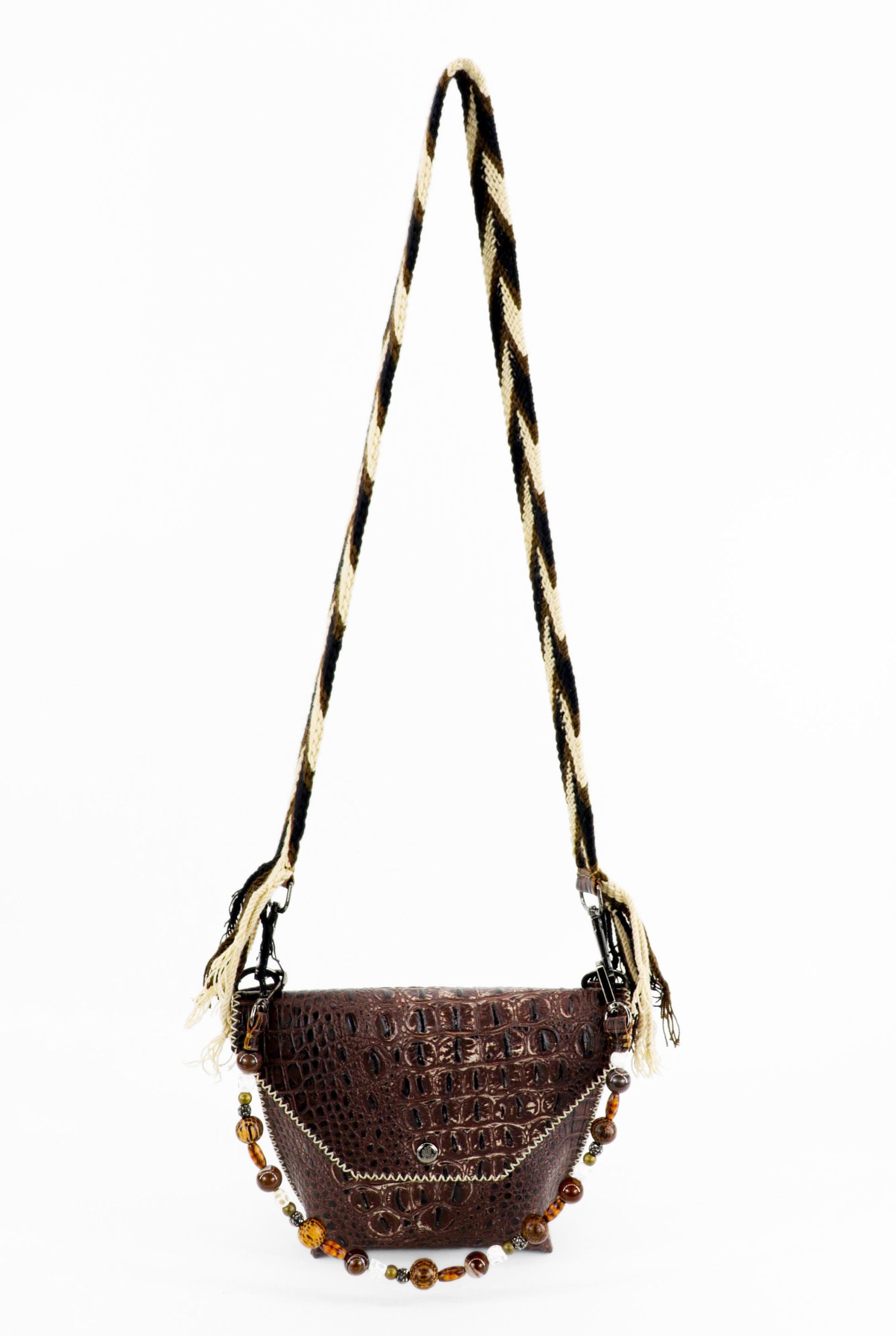 PIAMA TOTE BAG X-SMALL CROCO / DRK BRW - OLIVE #340003