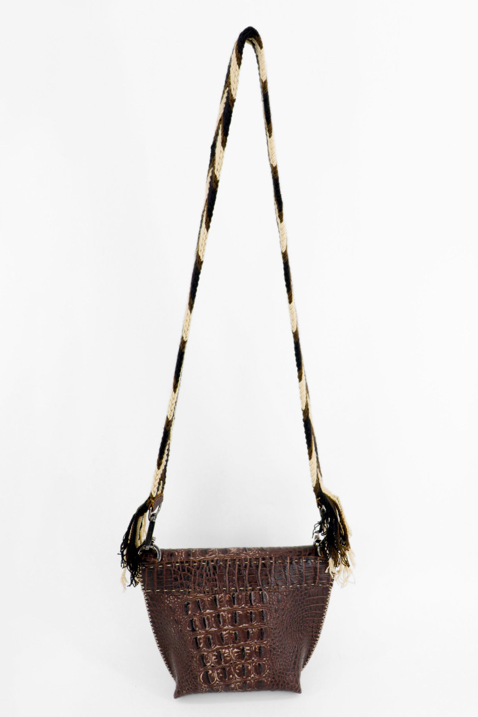 PIAMA TOTE BAG X-SMALL CROCO / DRK BRW - OLIVE #340003