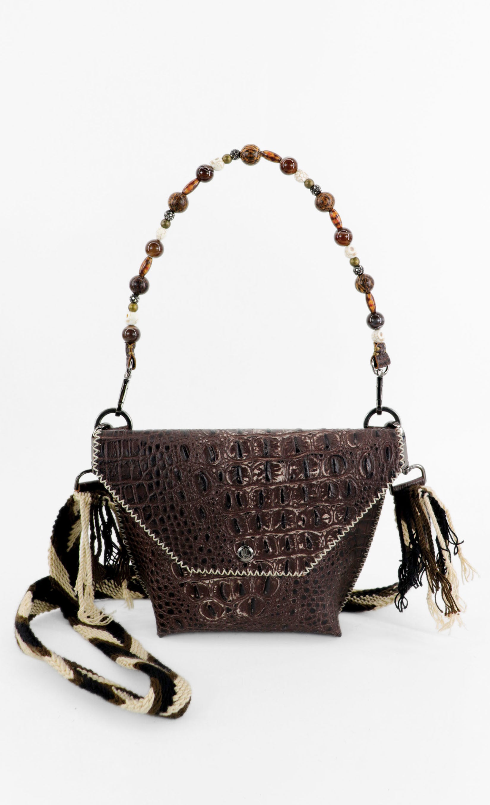 PIAMA TOTE BAG X-SMALL CROCO / DRK BRW - OLIVE #340003