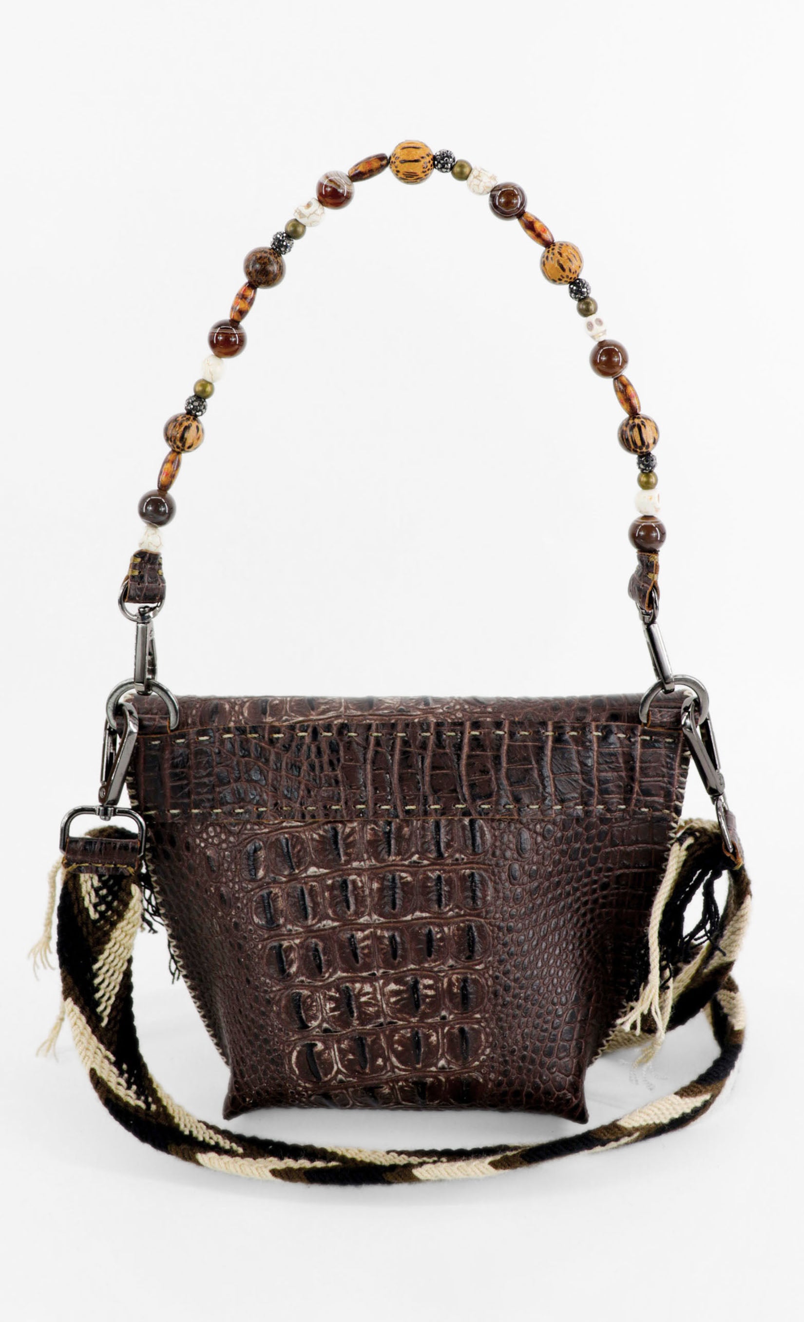 PIAMA TOTE BAG X-SMALL CROCO / DRK BRW - OLIVE #340003