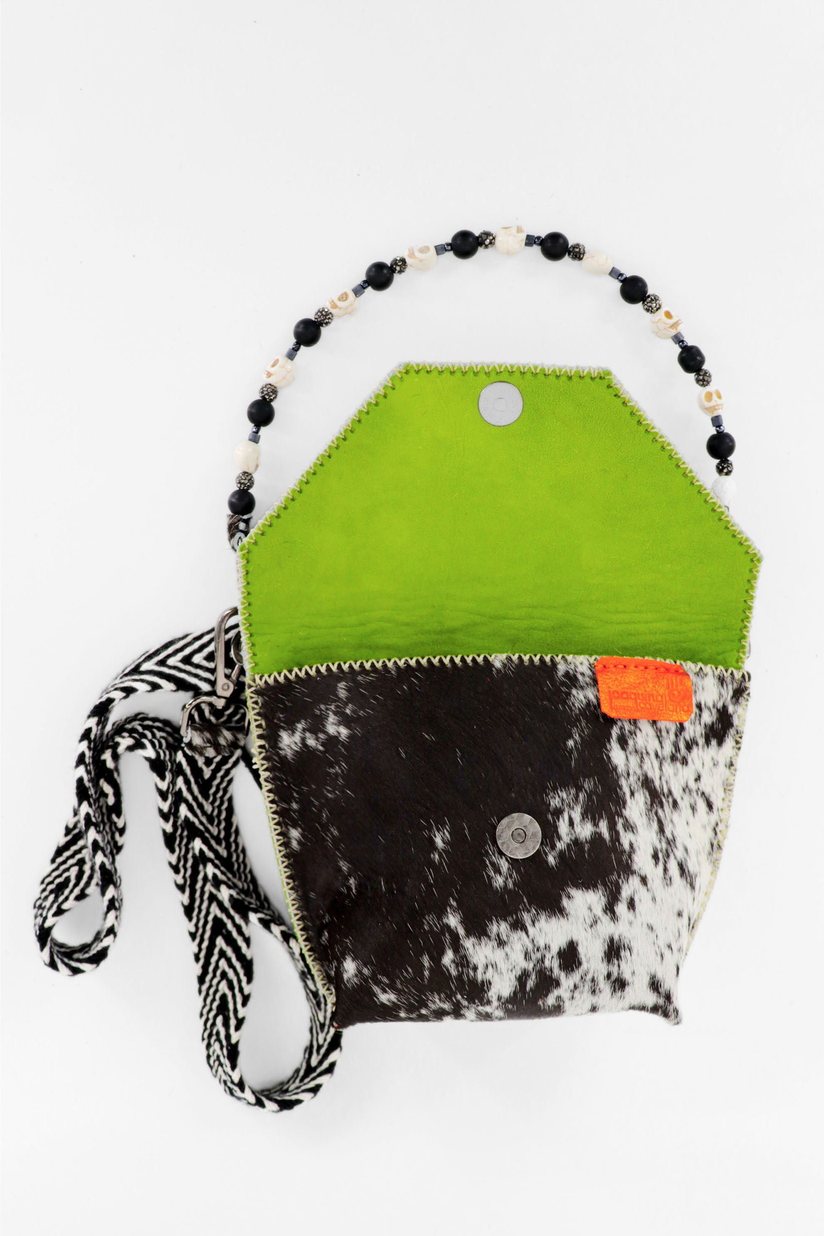 PIAMA TOTE BAG X-SMALL FURRY / BLK&WHI - LIME GREEN #330010