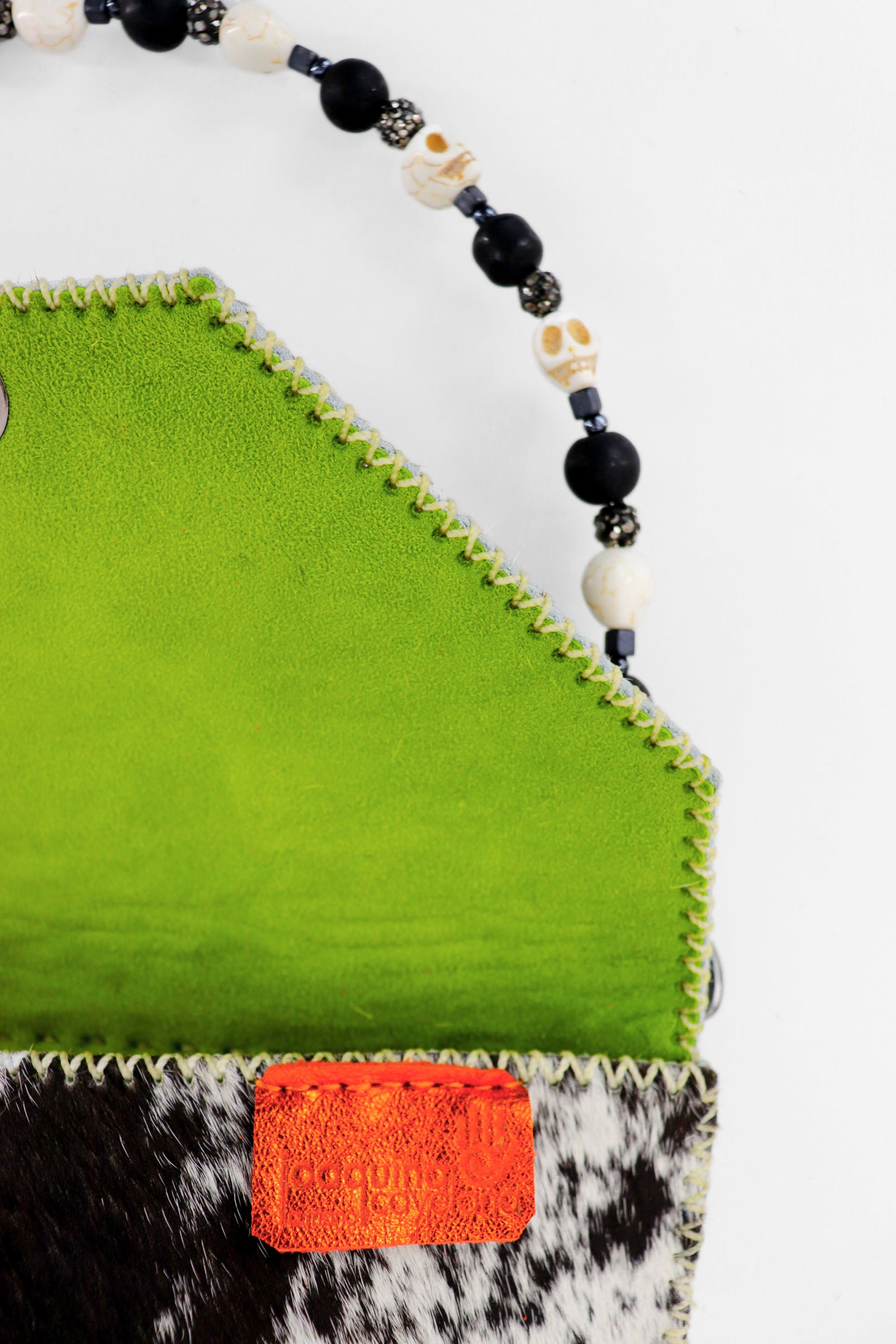 PIAMA TOTE BAG X-SMALL FURRY / BLK&WHI - LIME GREEN #330010