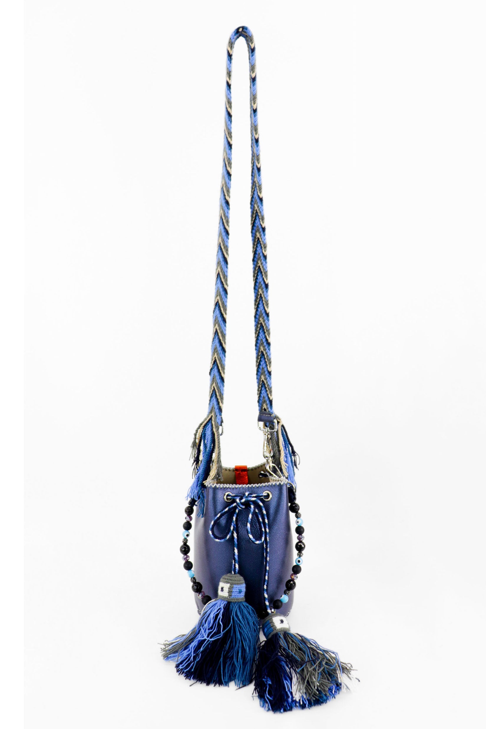 APÜNÜ BUCKET BAG X-SMALL / METAL NAVY - BEIGE #360004